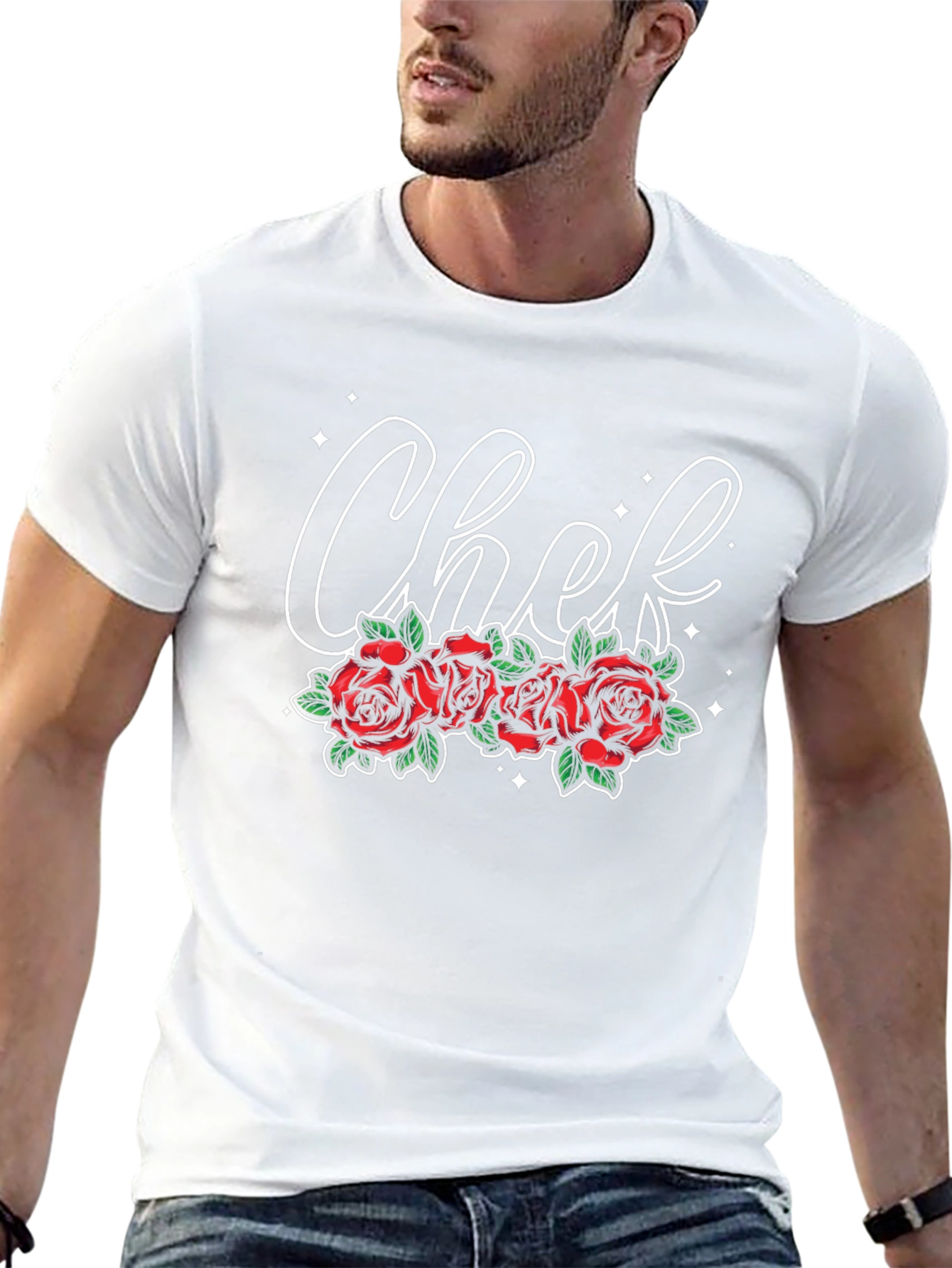 Chef Roses Graphic Tee - Stylish Culinary Apparel