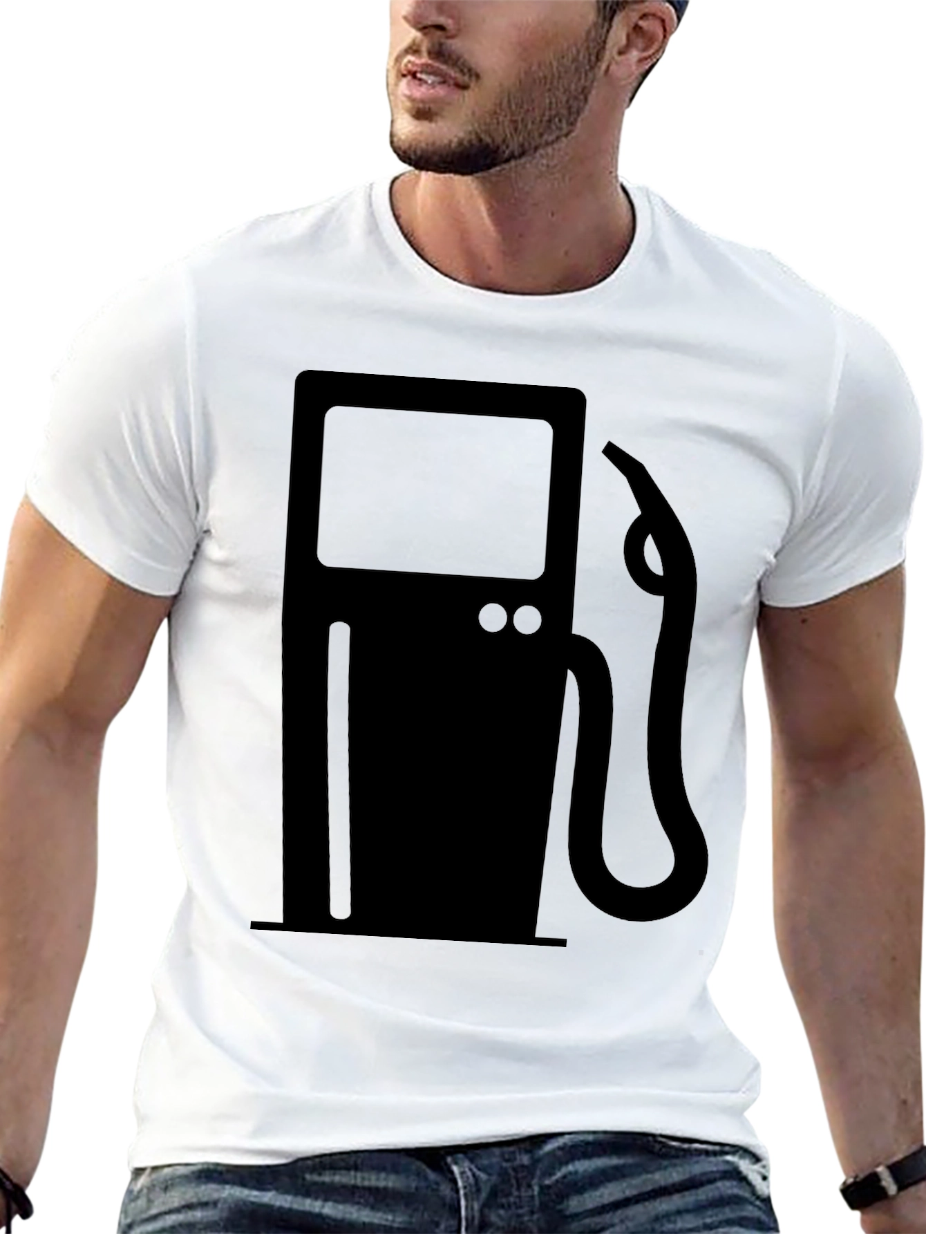 Gas Pump Graphic Tee - Black Cotton Comfort