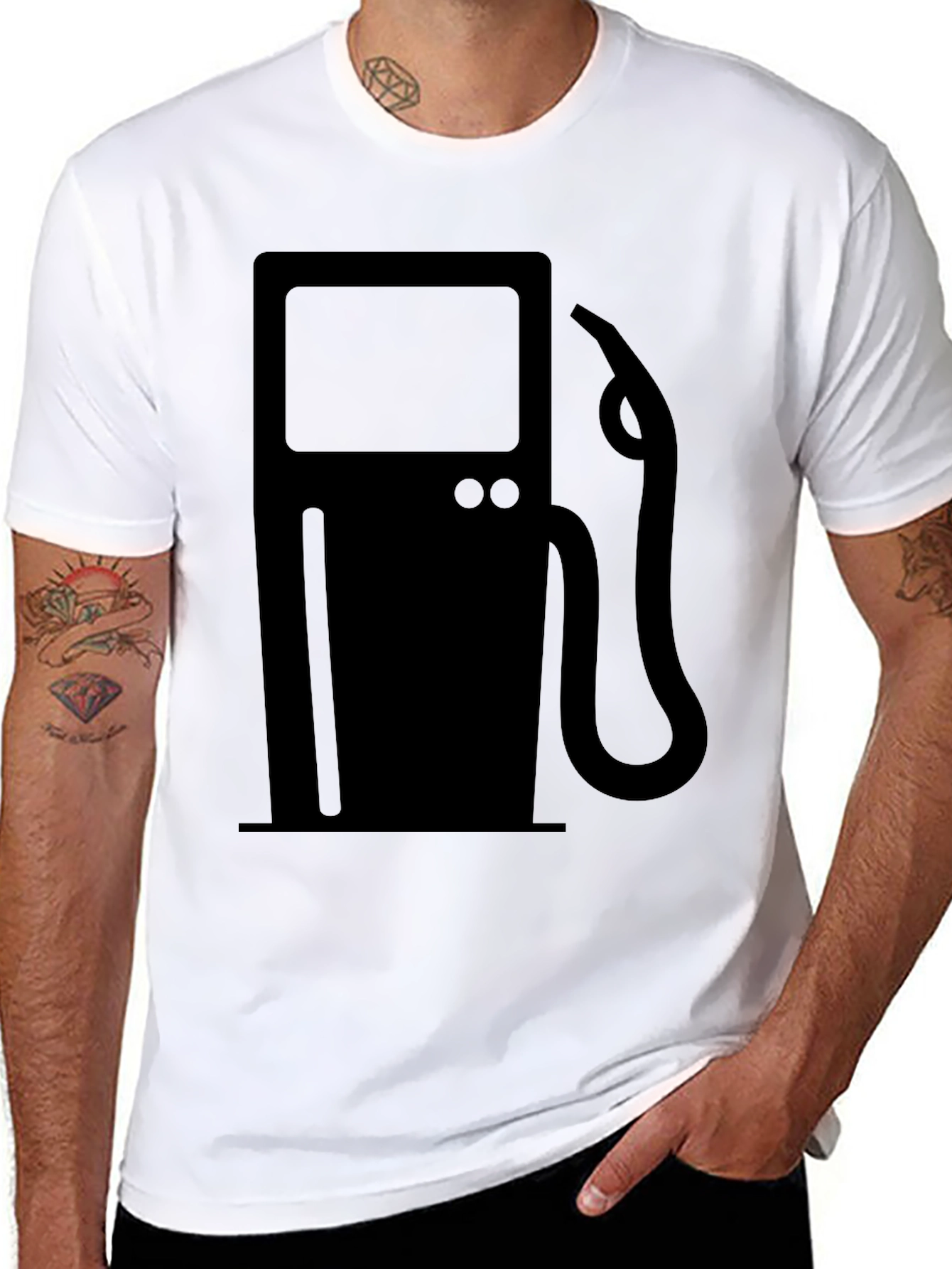 Gas Pump Graphic Tee - Black Cotton Comfort