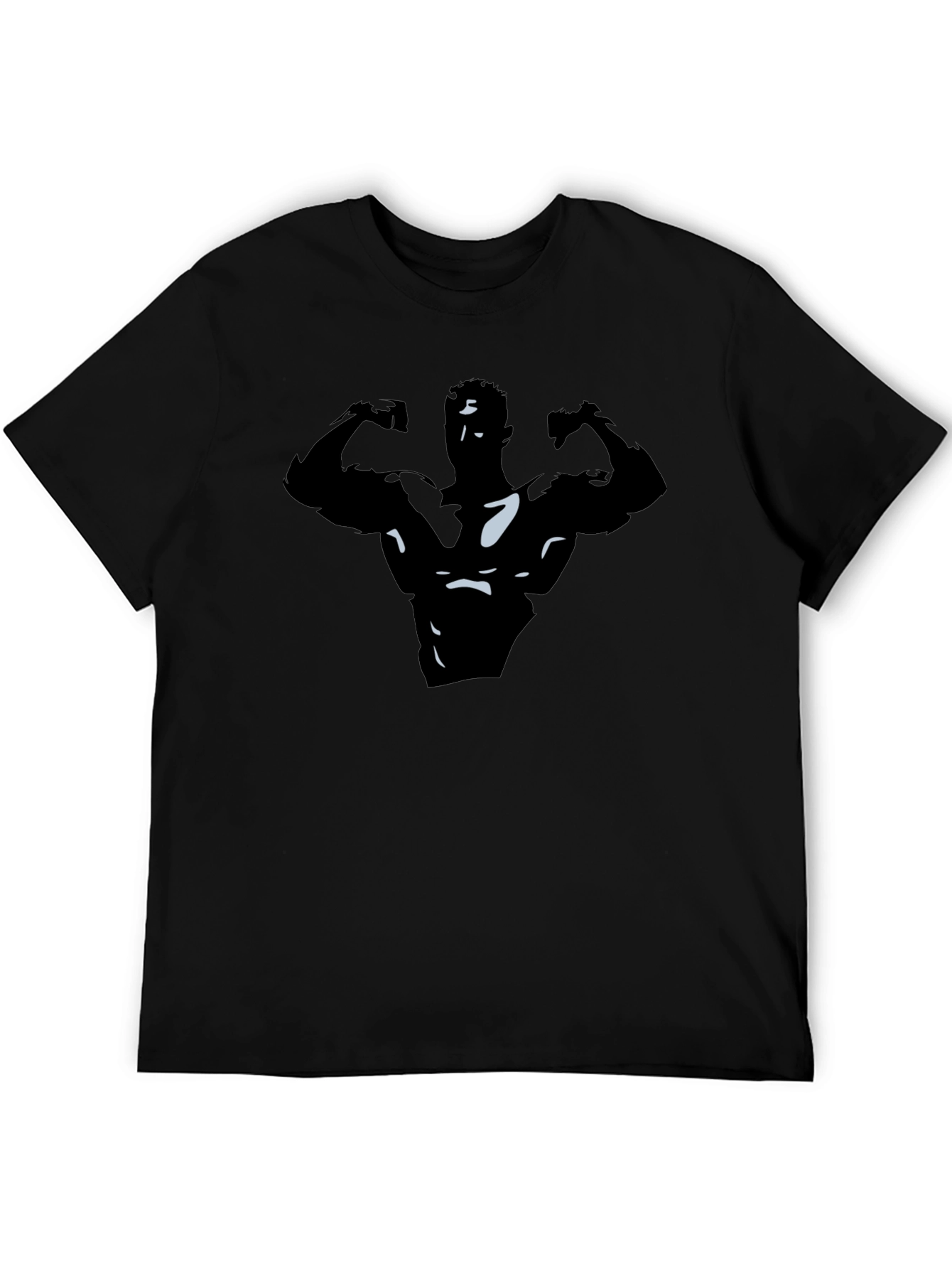 Bodybuilder Graphic Tee - Black Cotton Shirt