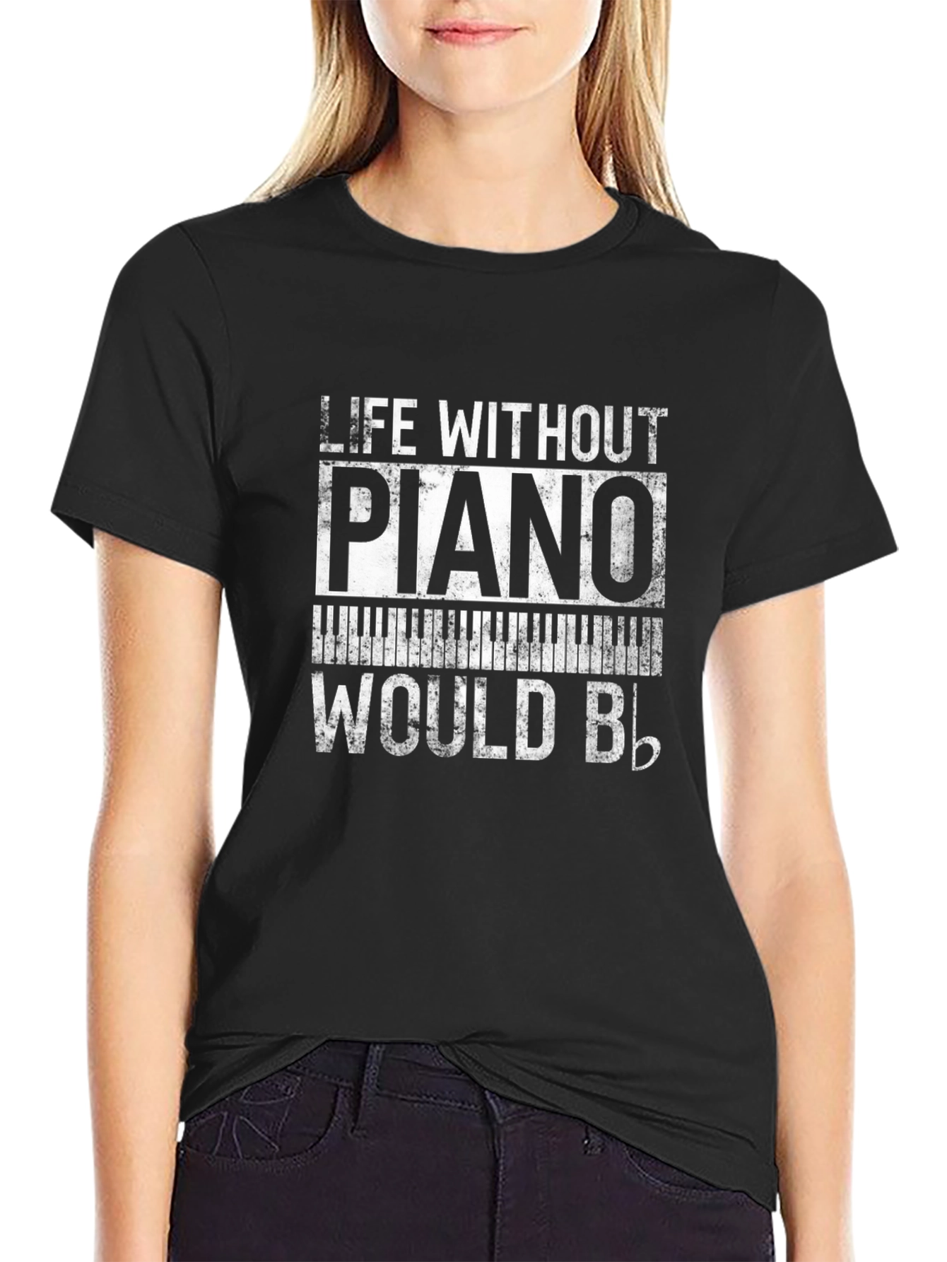 Piano Lover T-Shirt: Life Without Piano Would Be Flat!