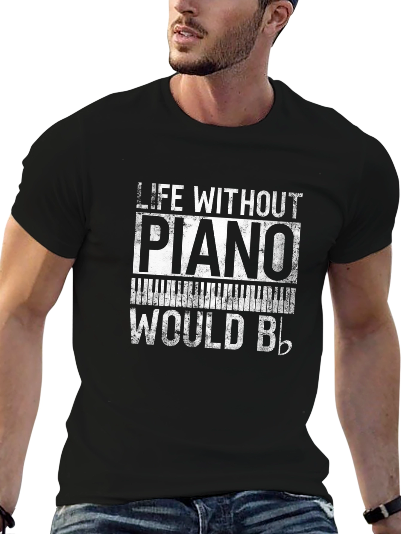 Piano Lover T-Shirt: Life Without Piano Would Be Flat!