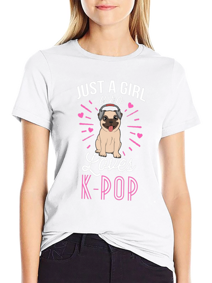 Girl Loves K-Pop Pug T-Shirt