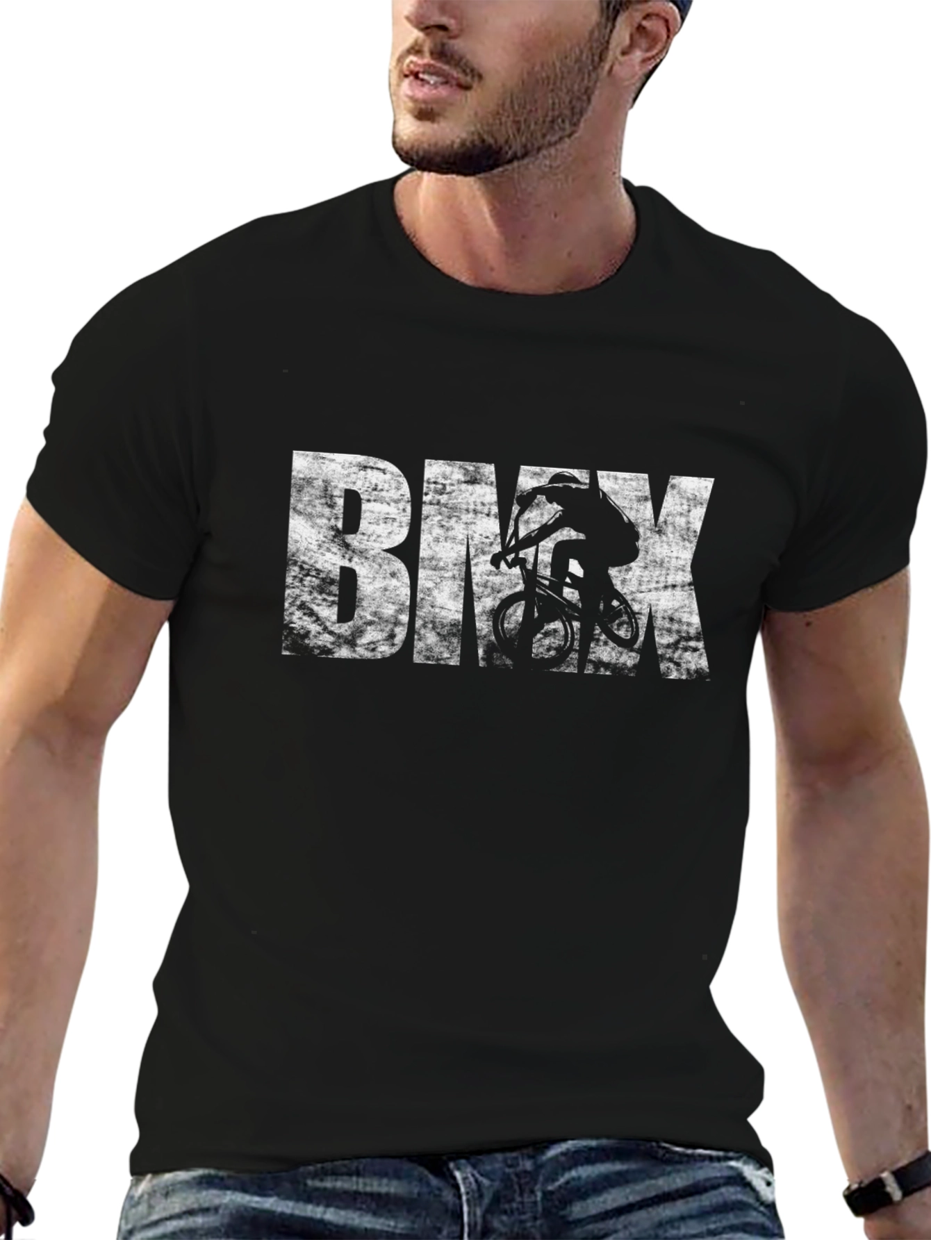 BMX Rider Graphic Tee - Black Cotton T-Shirt