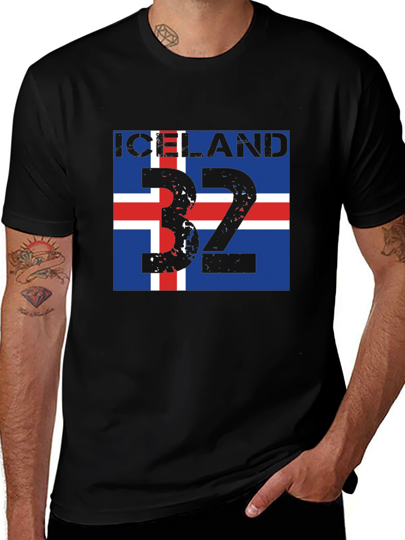 Iceland Flag T-Shirt - Black Graphic Tee