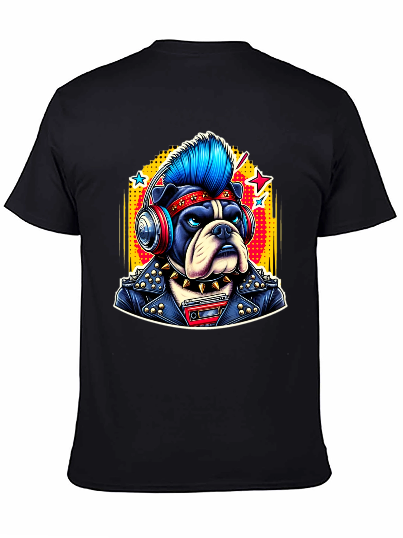Punk Bulldog Tee: Rocker Dog Graphic T-Shirt