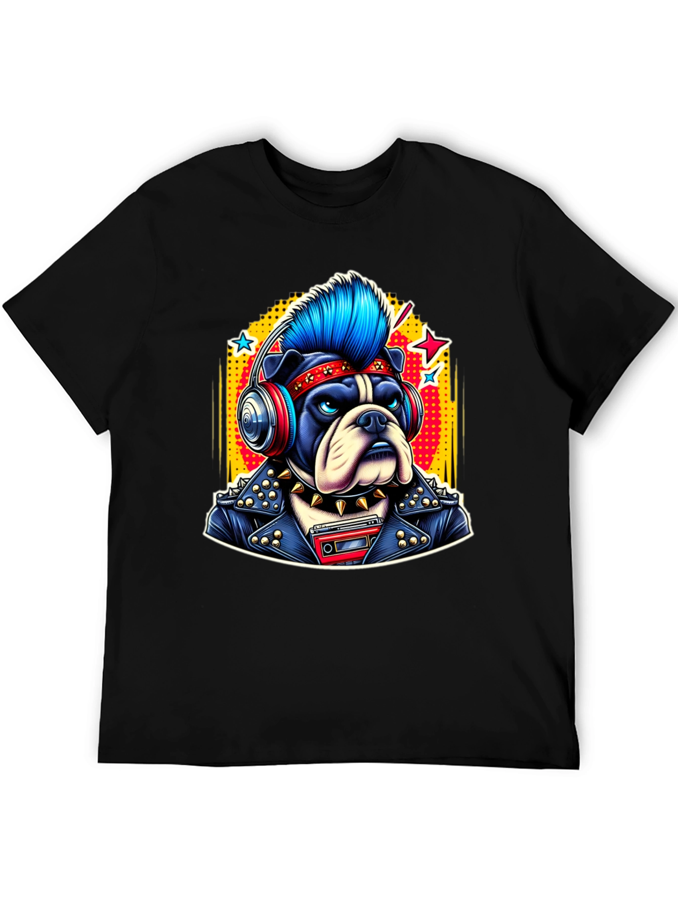 Punk Bulldog Tee: Rocker Dog Graphic T-Shirt