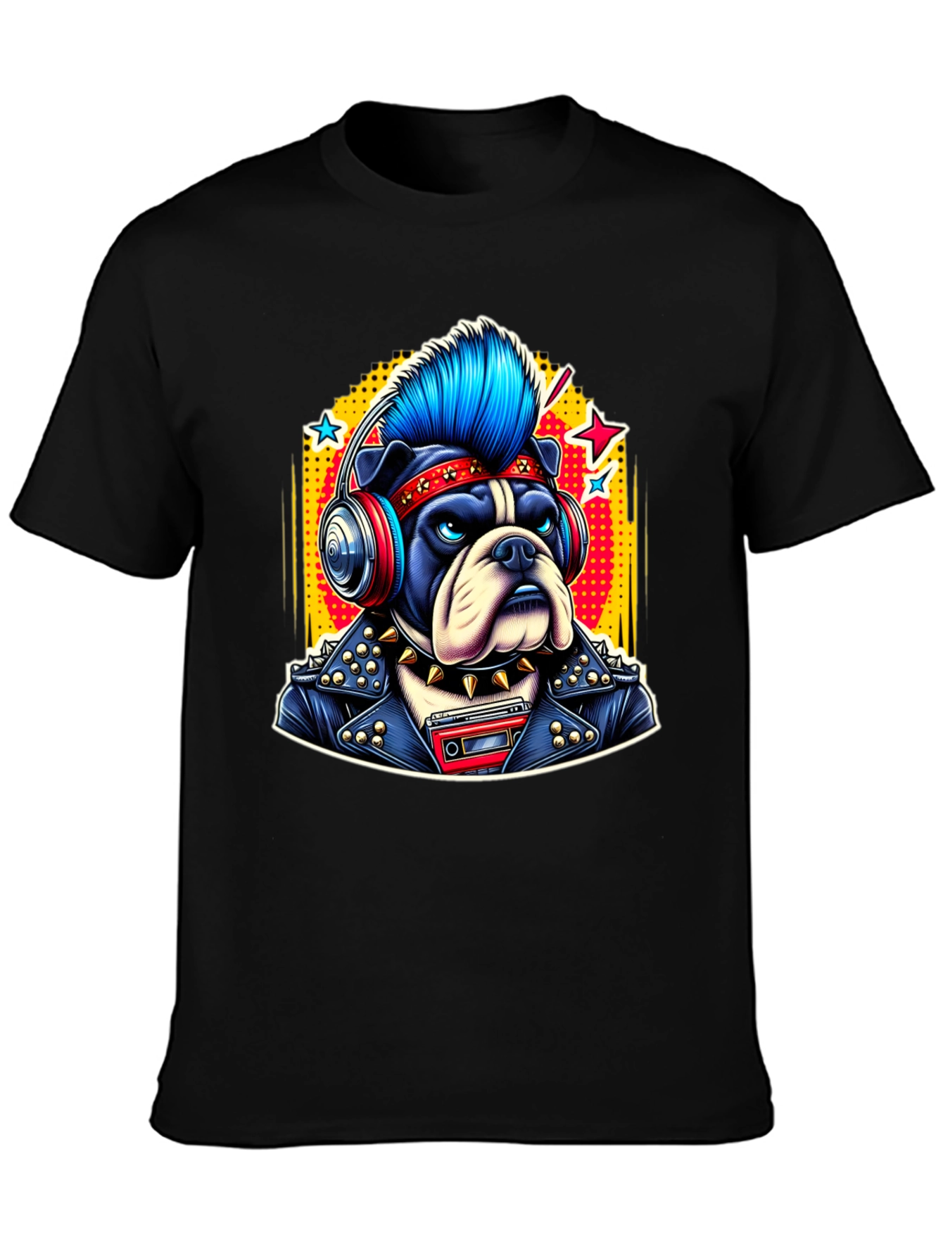 Punk Bulldog Tee: Rocker Dog Graphic T-Shirt