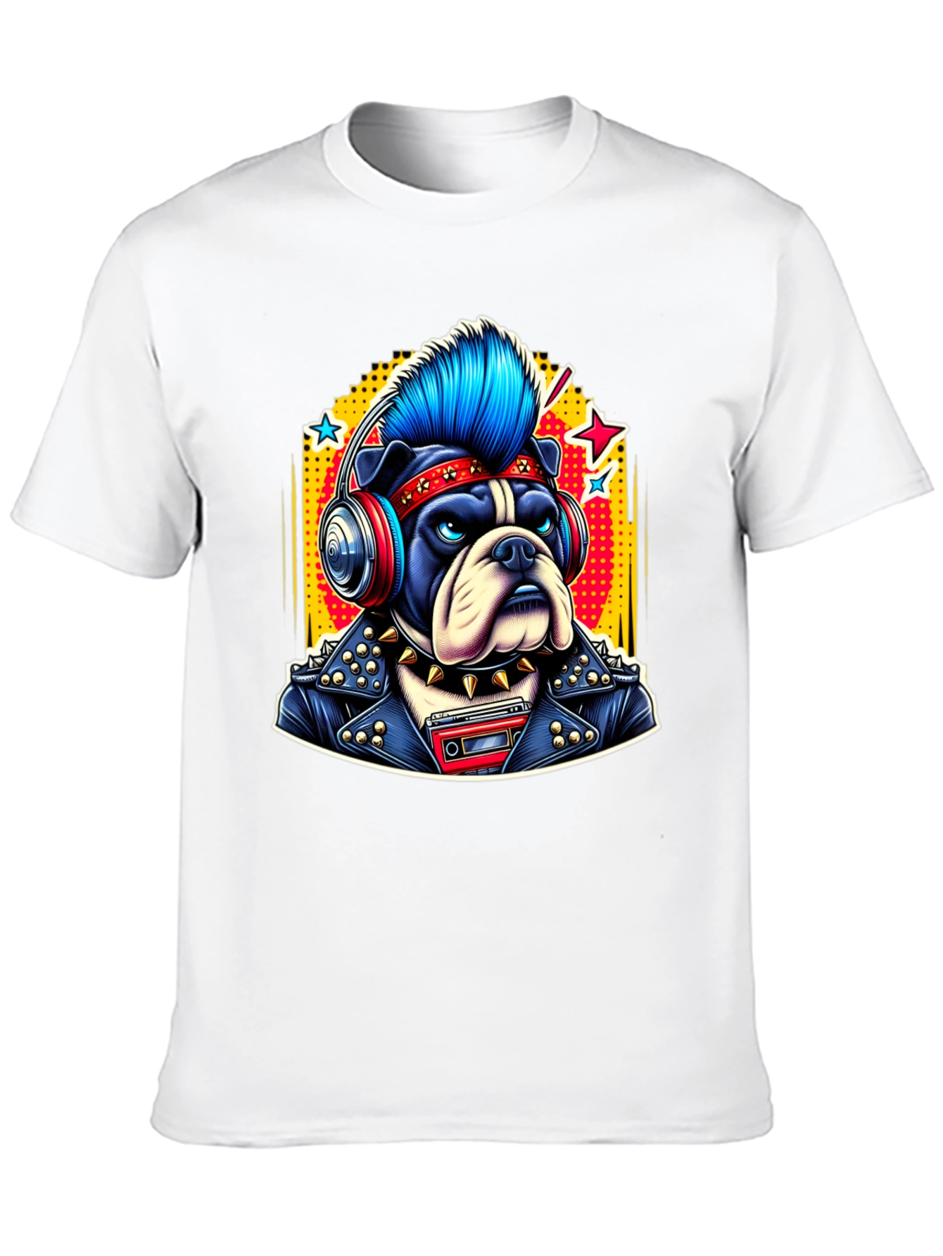 Punk Bulldog Tee: Rocker Dog Graphic T-Shirt