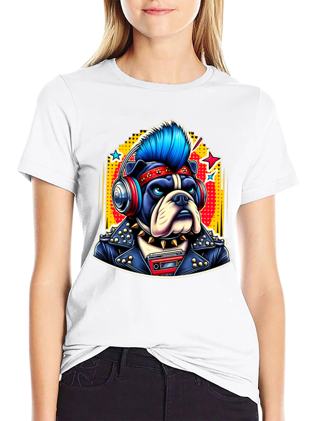 Punk Bulldog Tee: Rocker Dog Graphic T-Shirt