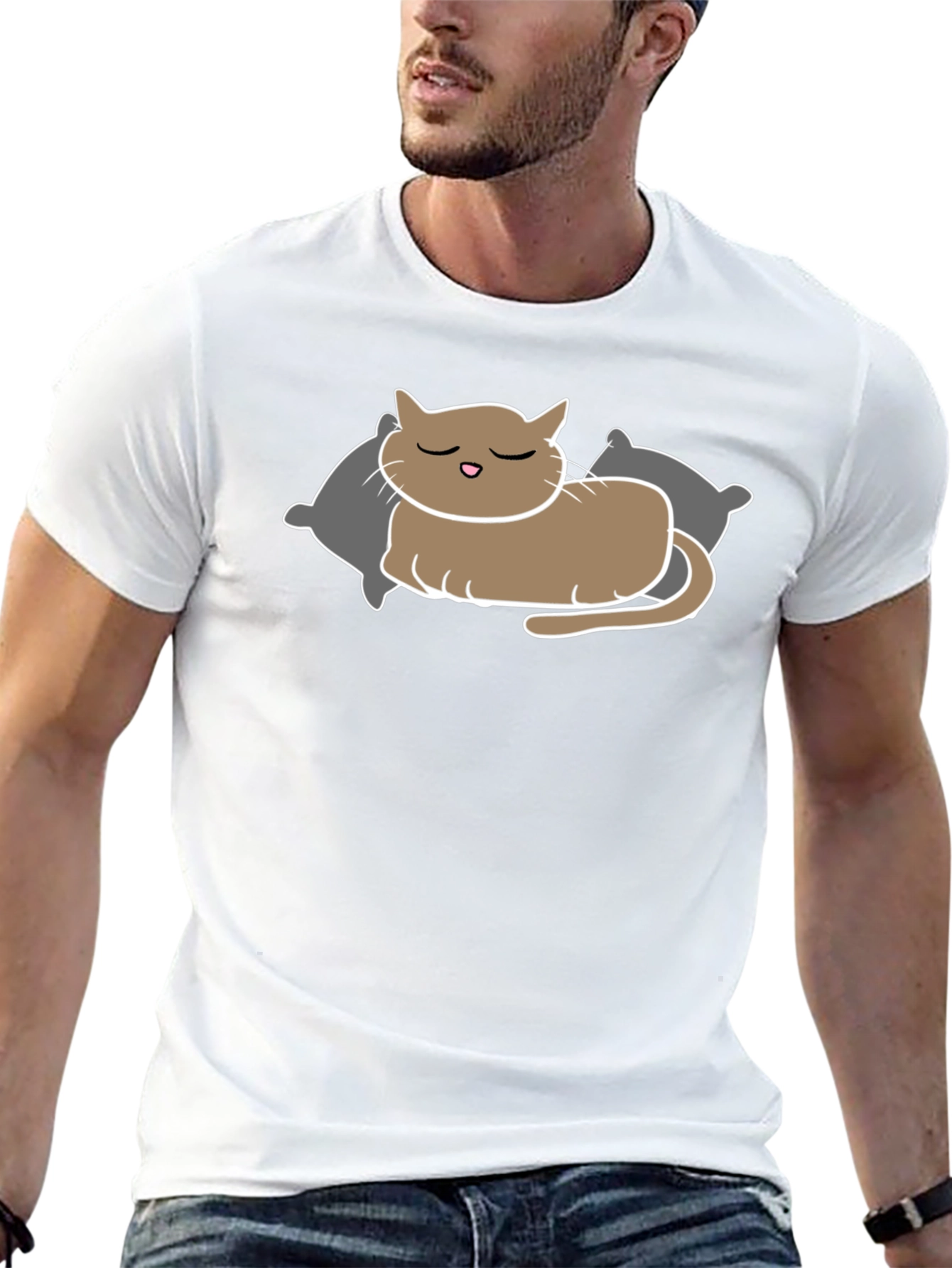 Sleeping Cat T-Shirt - Relaxed Comfort