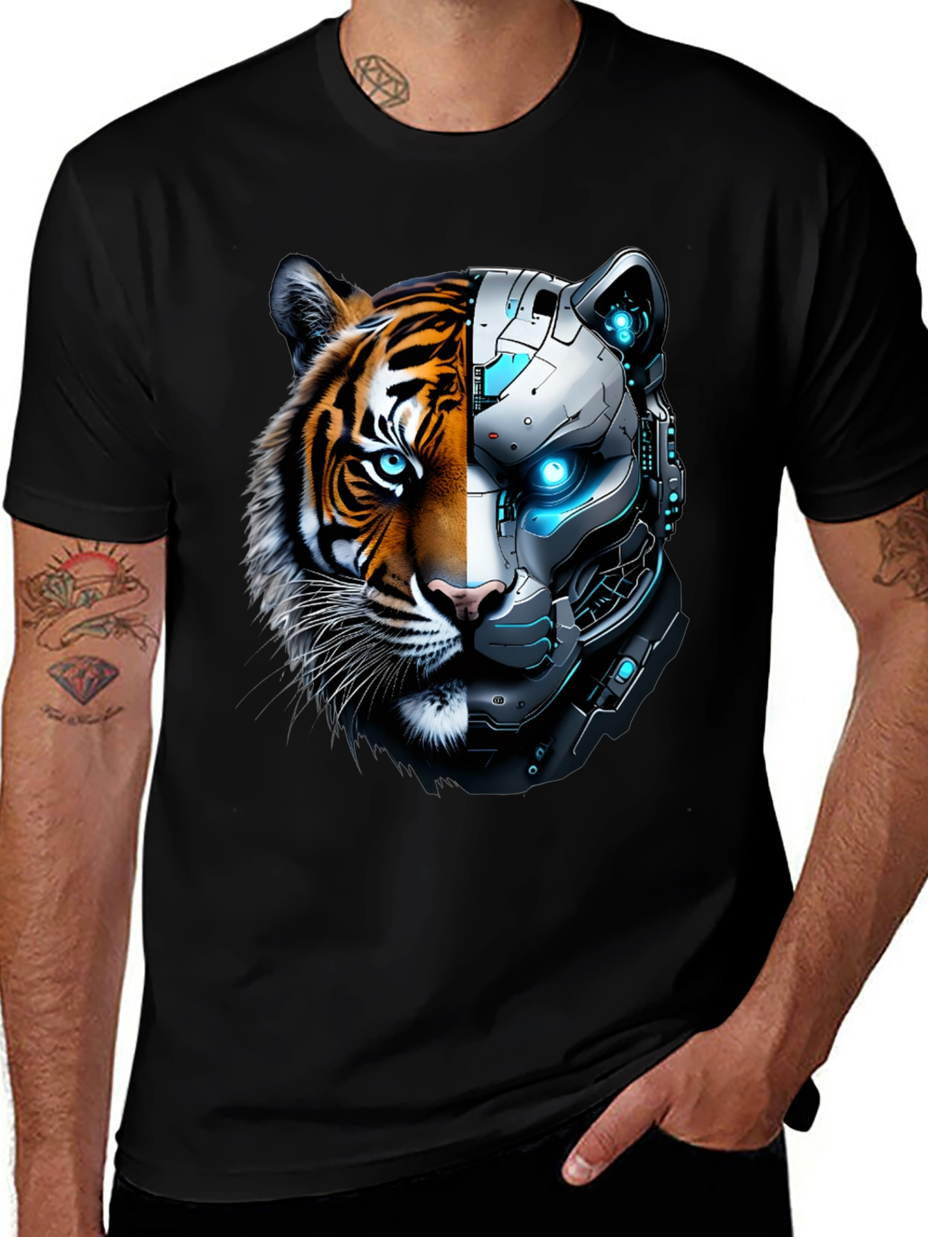 Cyber Tiger Graphic Tee - Unique Design
