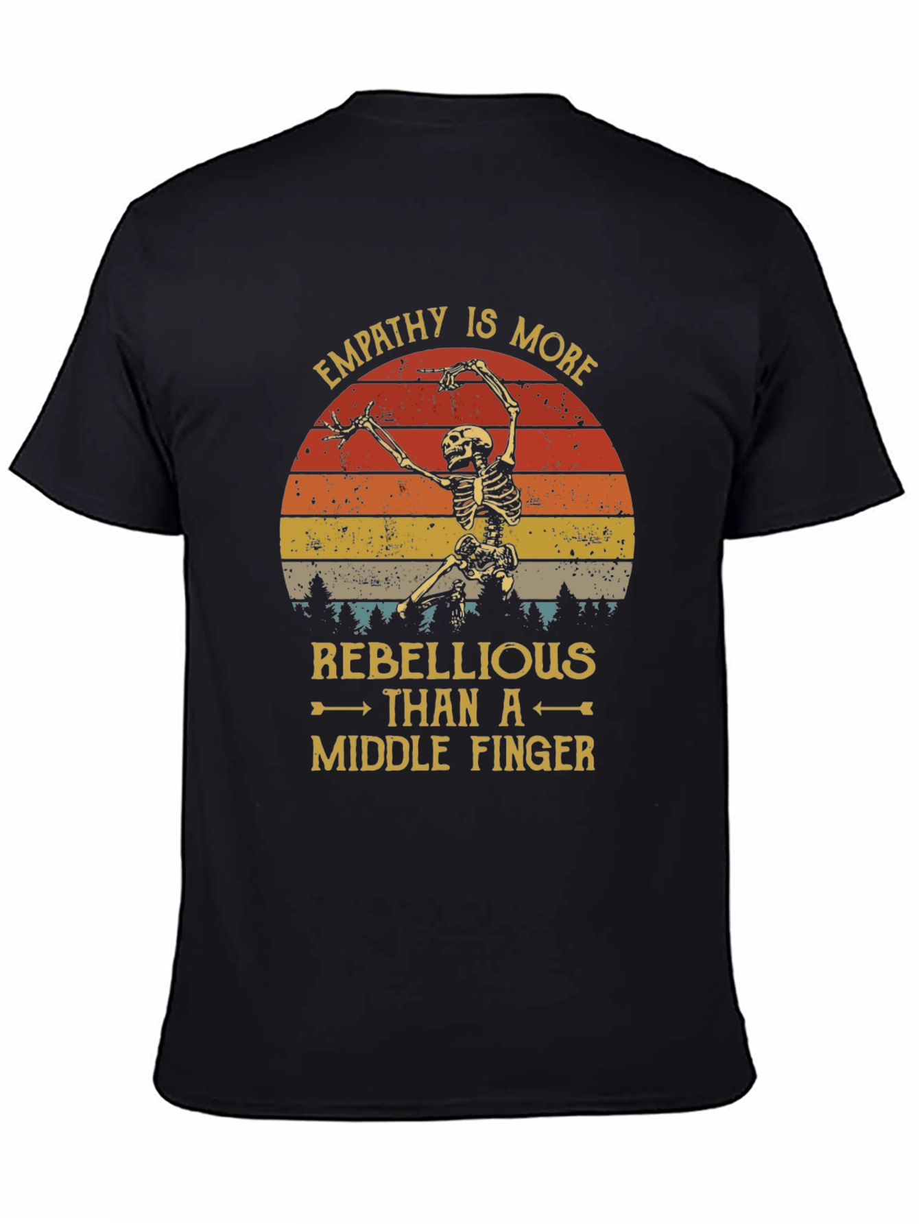 Empathy Skeleton Graphic Tee - Rebellious Statement Shirt