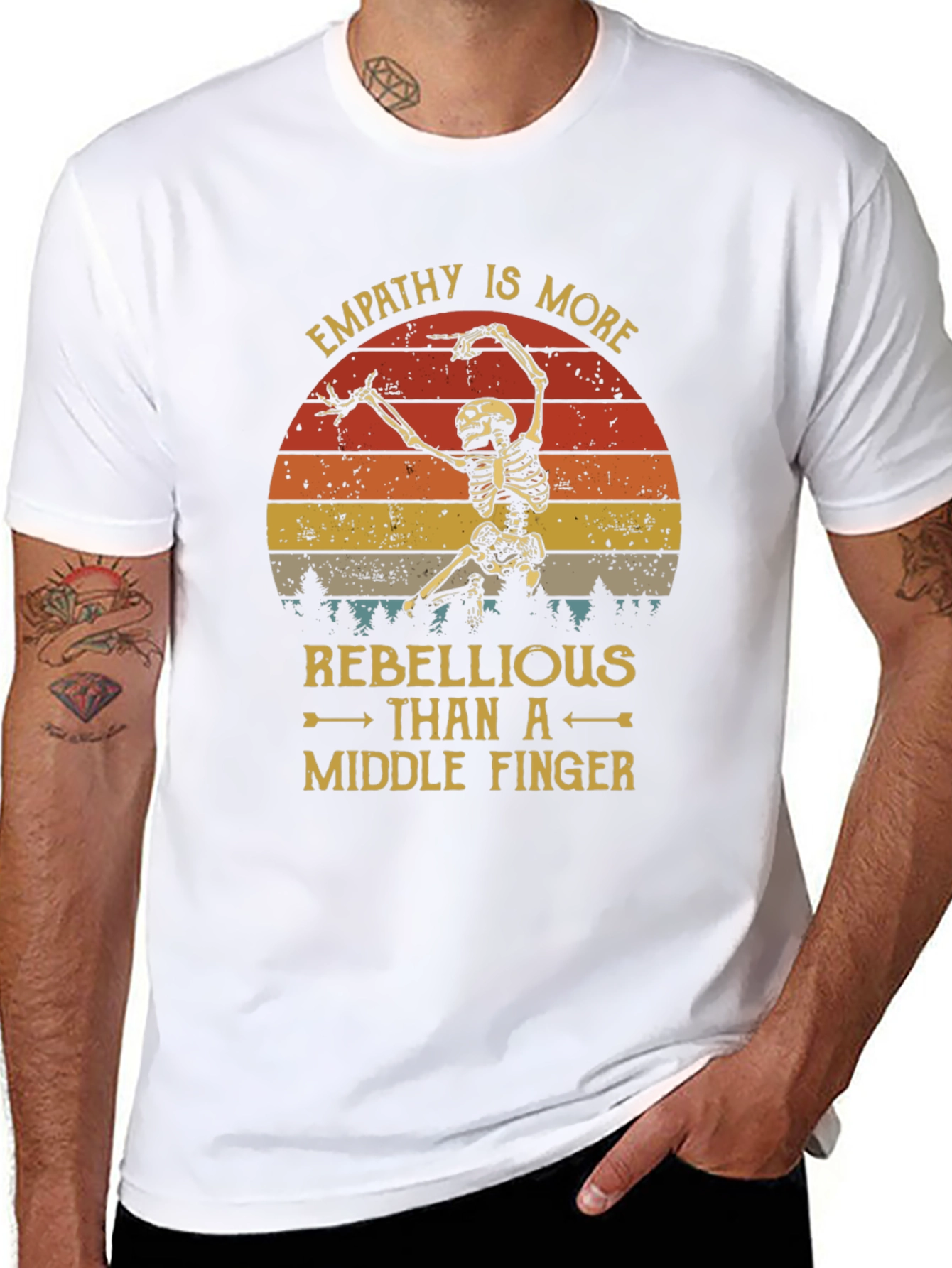 Empathy Skeleton Graphic Tee - Rebellious Statement Shirt