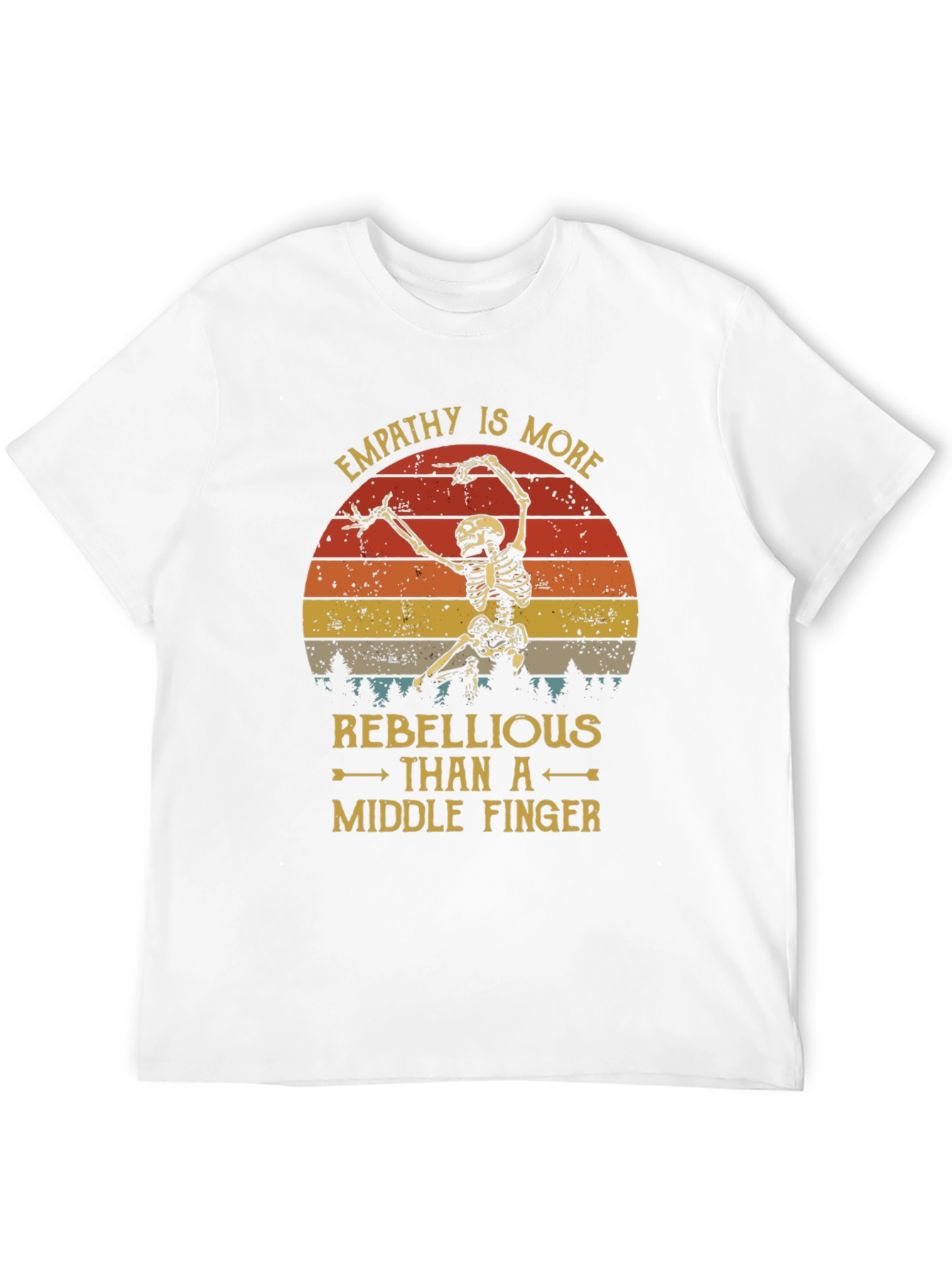 Empathy Skeleton Graphic Tee - Rebellious Statement Shirt