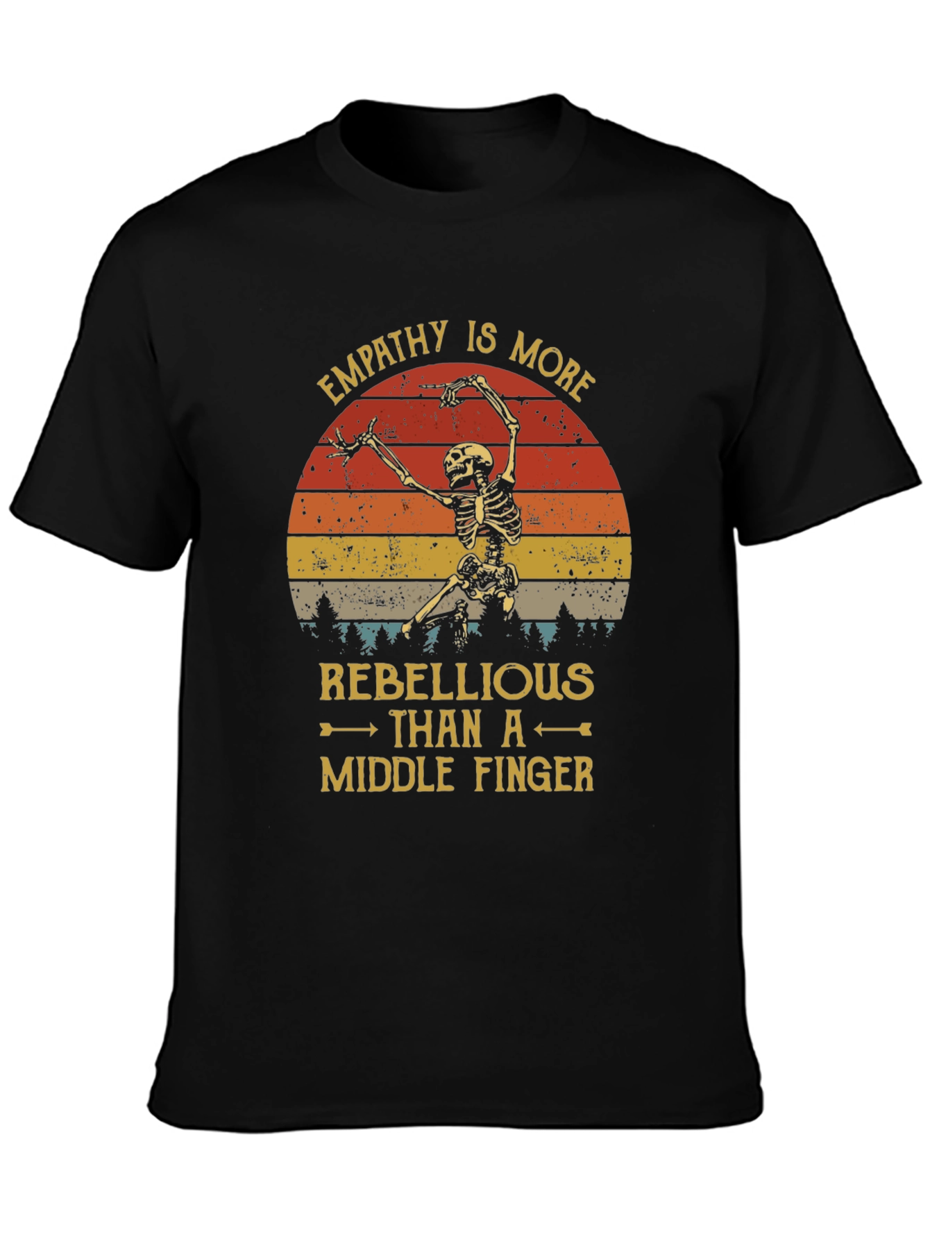 Empathy Skeleton Graphic Tee - Rebellious Statement Shirt