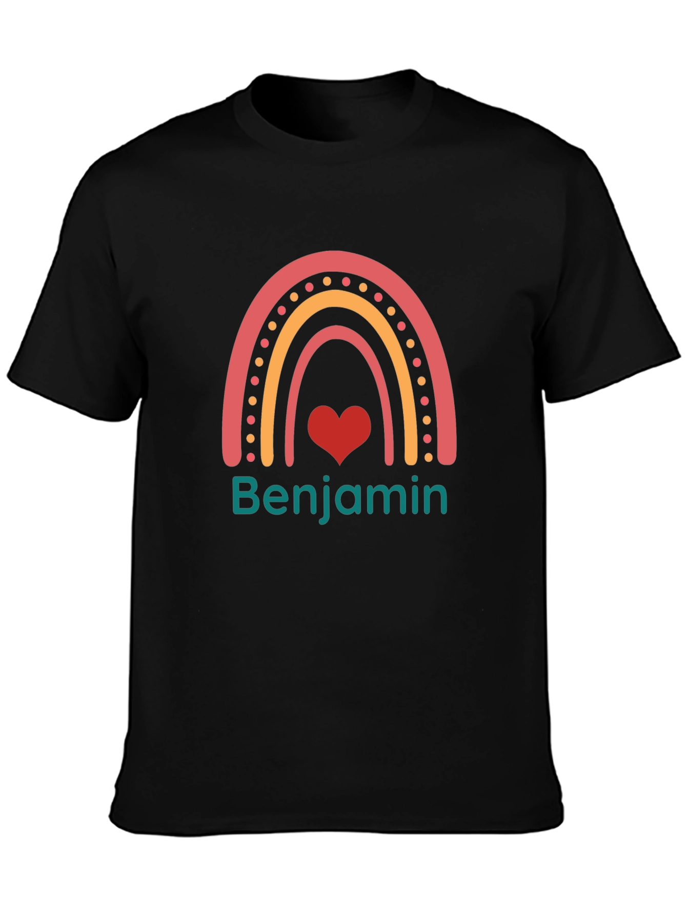 Benjamin Rainbow Heart Black T-Shirt