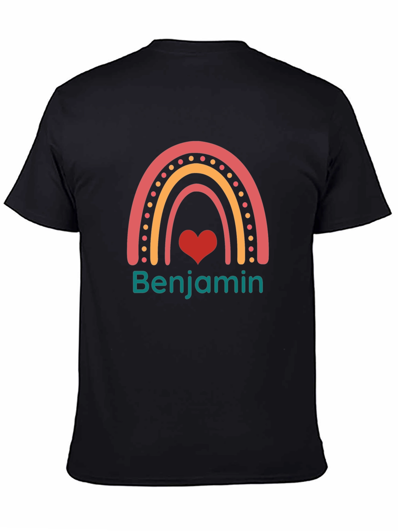 Benjamin Rainbow Heart Black T-Shirt