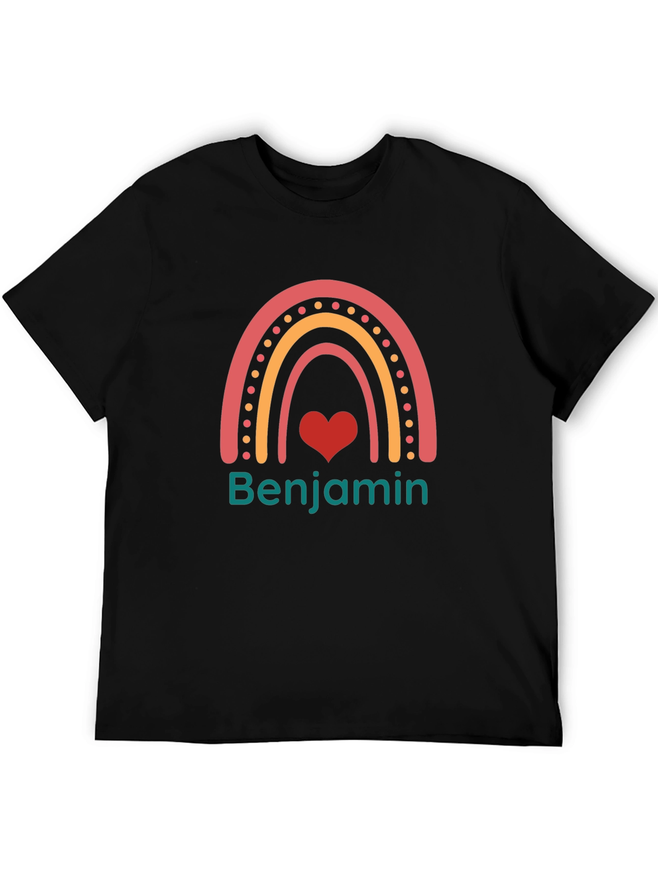 Benjamin Rainbow Heart Black T-Shirt