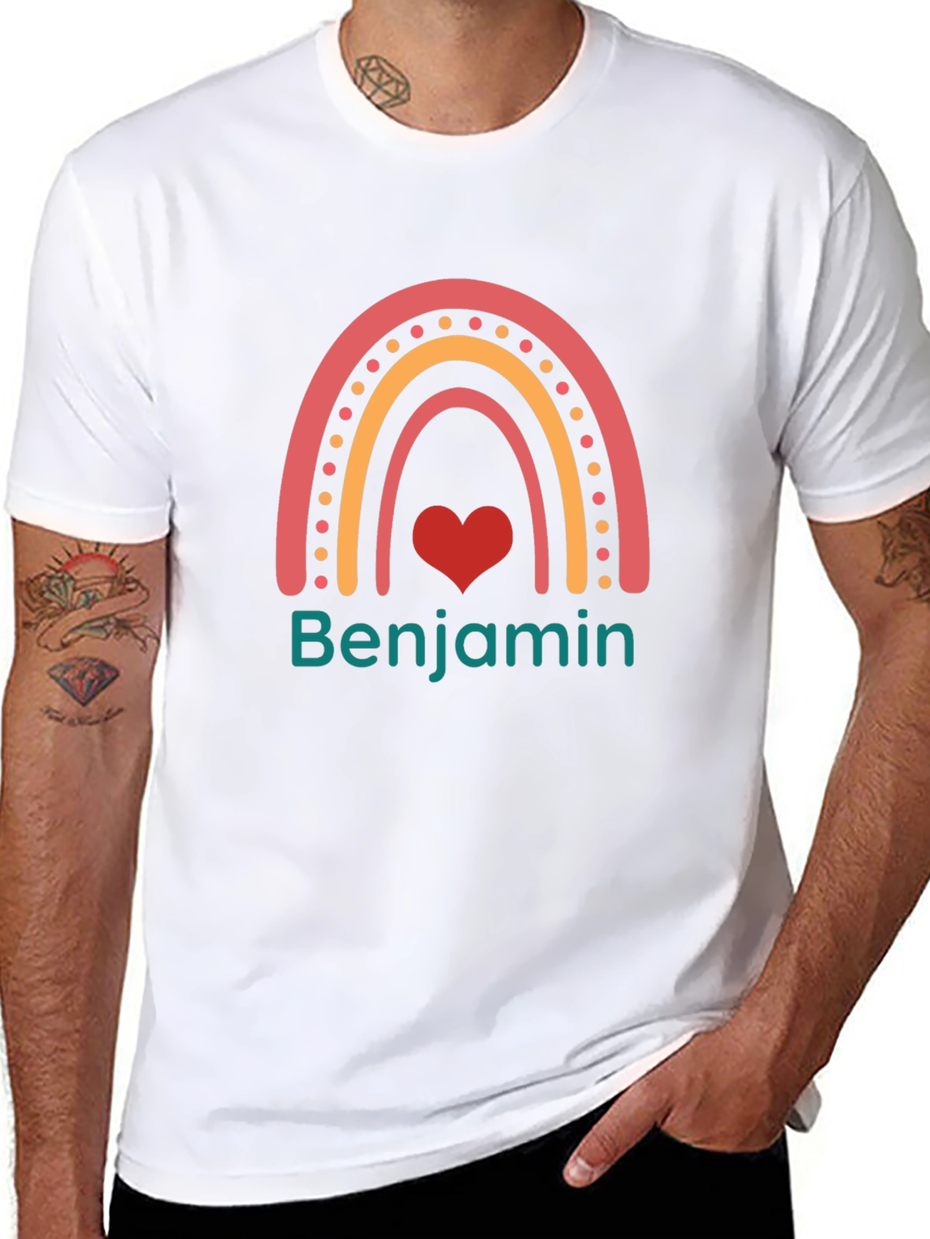 Benjamin Rainbow Heart Black T-Shirt