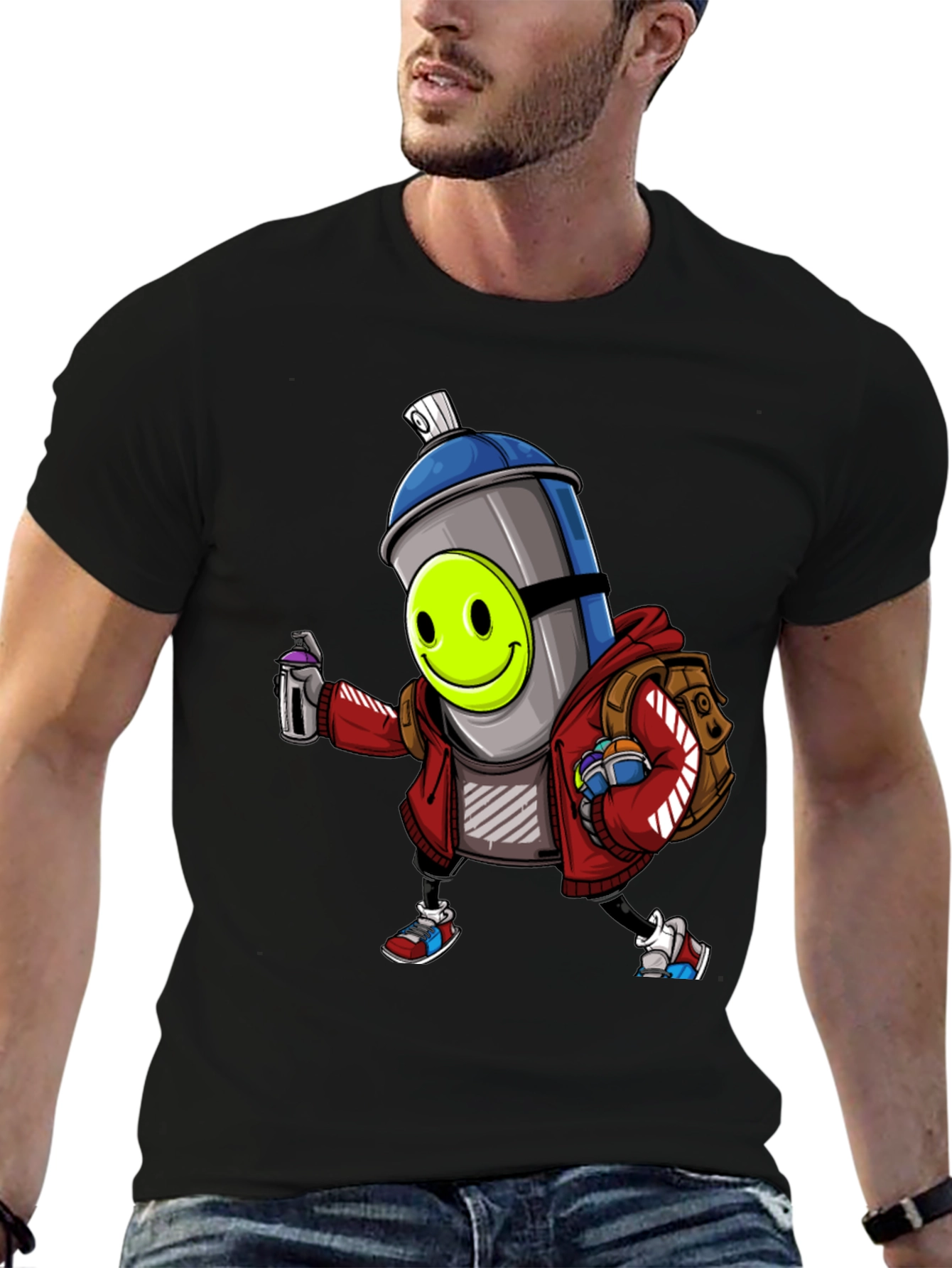 Cartoon Graffiti Spray Can T-Shirt