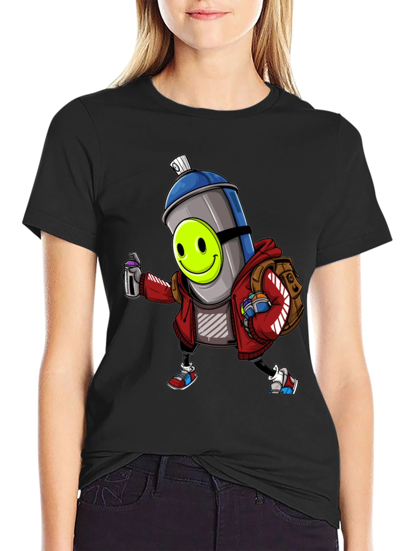 Cartoon Graffiti Spray Can T-Shirt