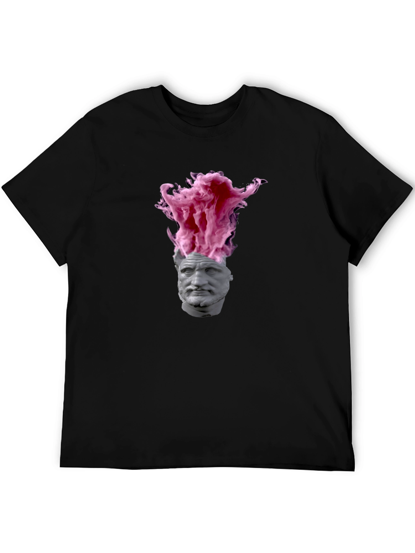 Statement T-Shirt with Greek Bust and Pink Smoke Design