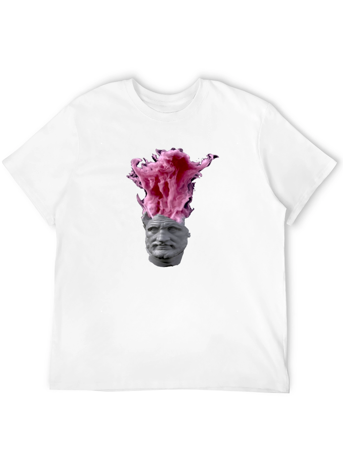 Statement T-Shirt with Greek Bust and Pink Smoke Design