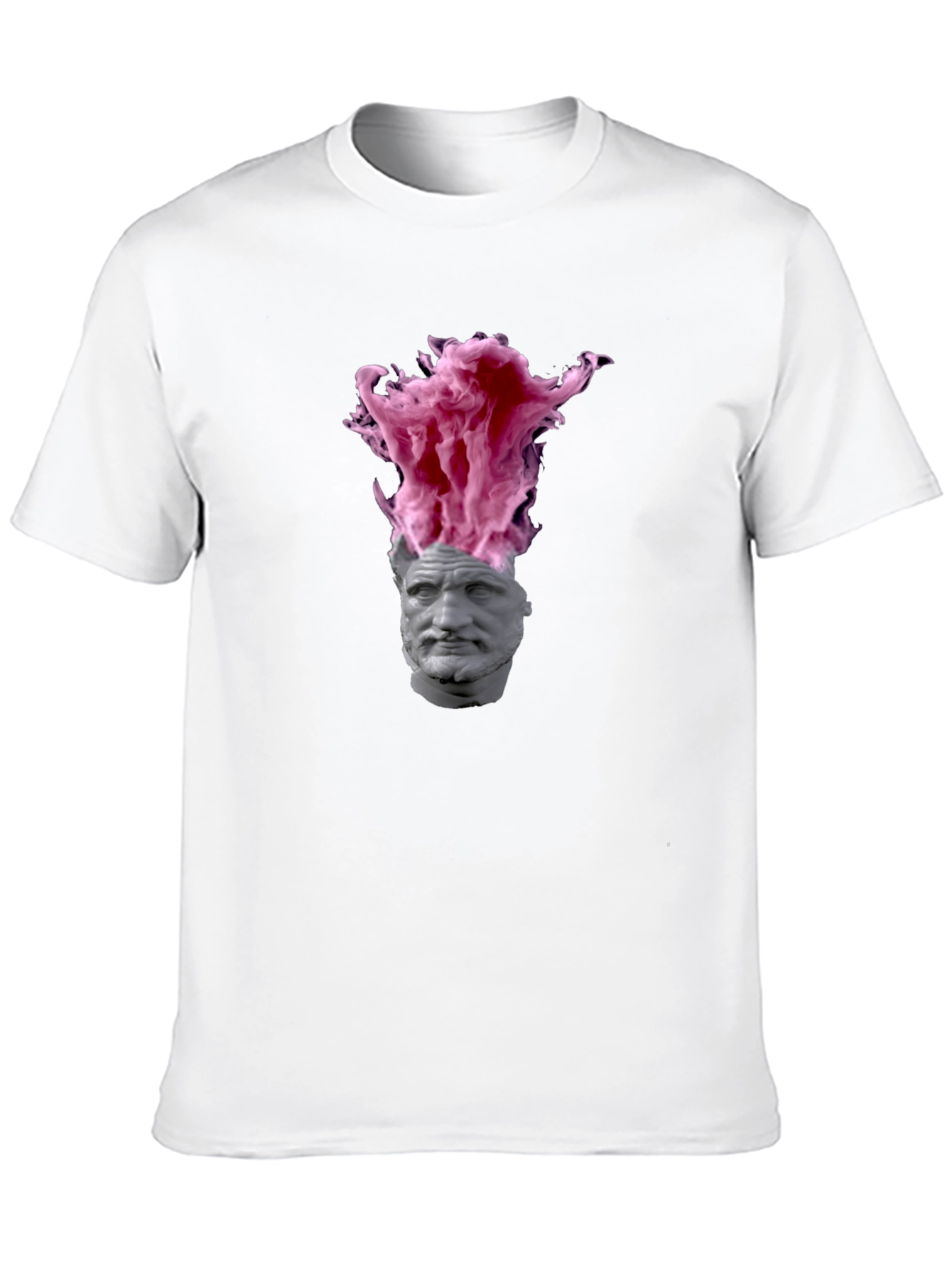 Statement T-Shirt with Greek Bust and Pink Smoke Design