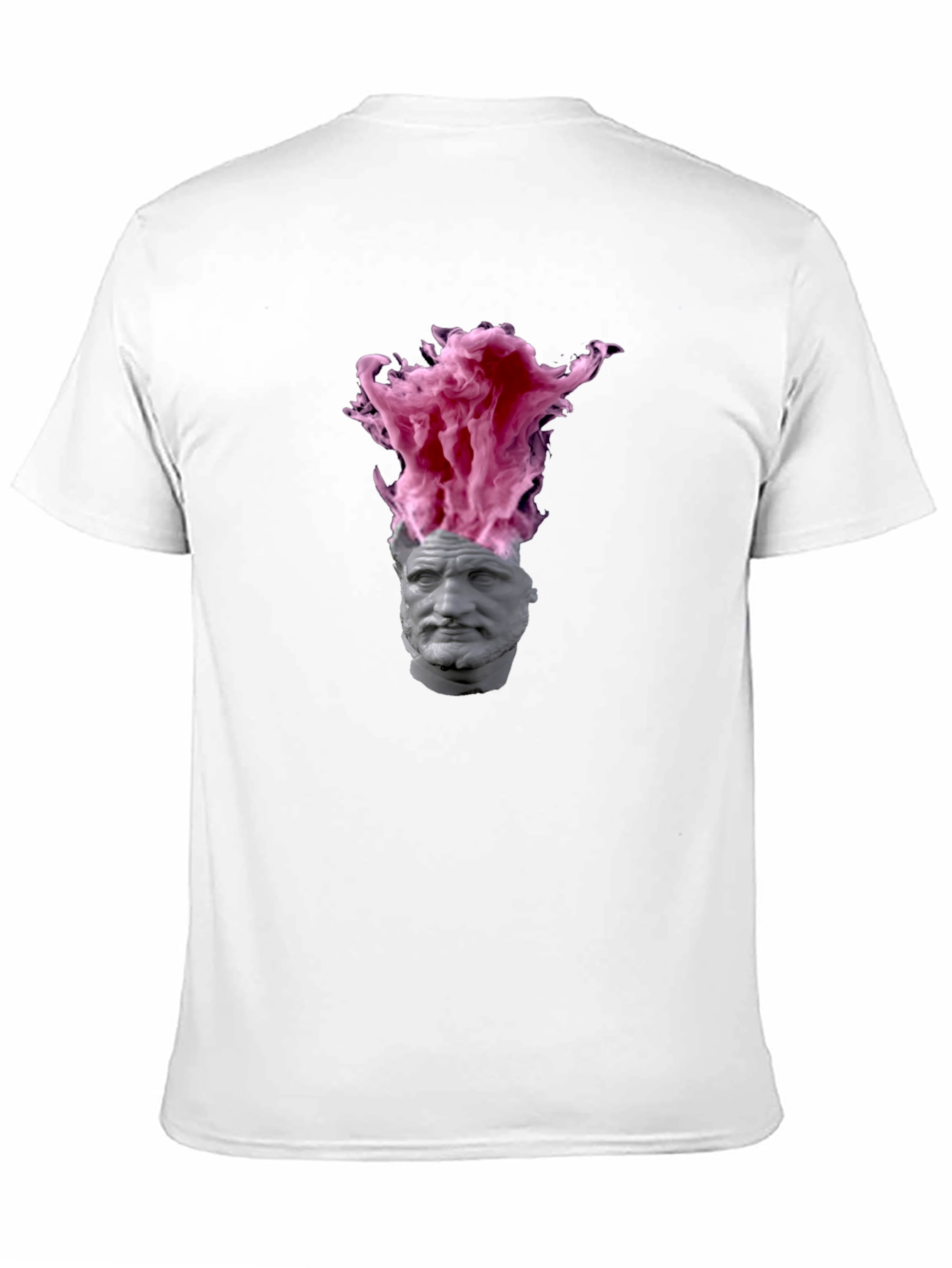 Statement T-Shirt with Greek Bust and Pink Smoke Design