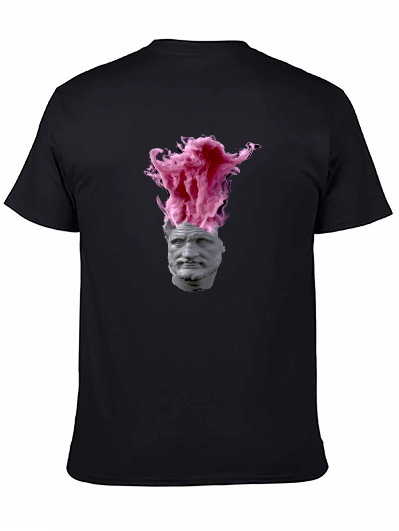 Statement T-Shirt with Greek Bust and Pink Smoke Design