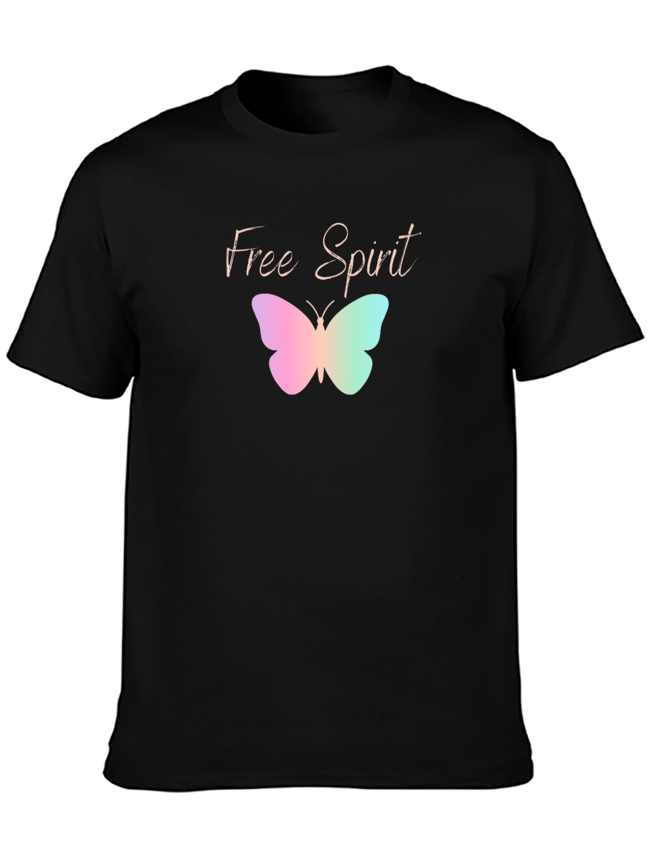 Free Spirit Butterfly Graphic Black T-Shirt