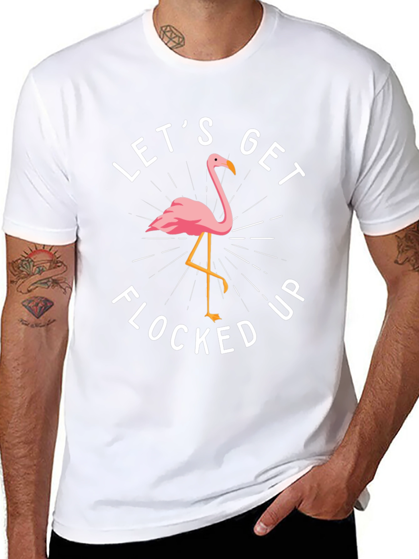 Lets Get Flocked Up Flamingo Graphic T-Shirt