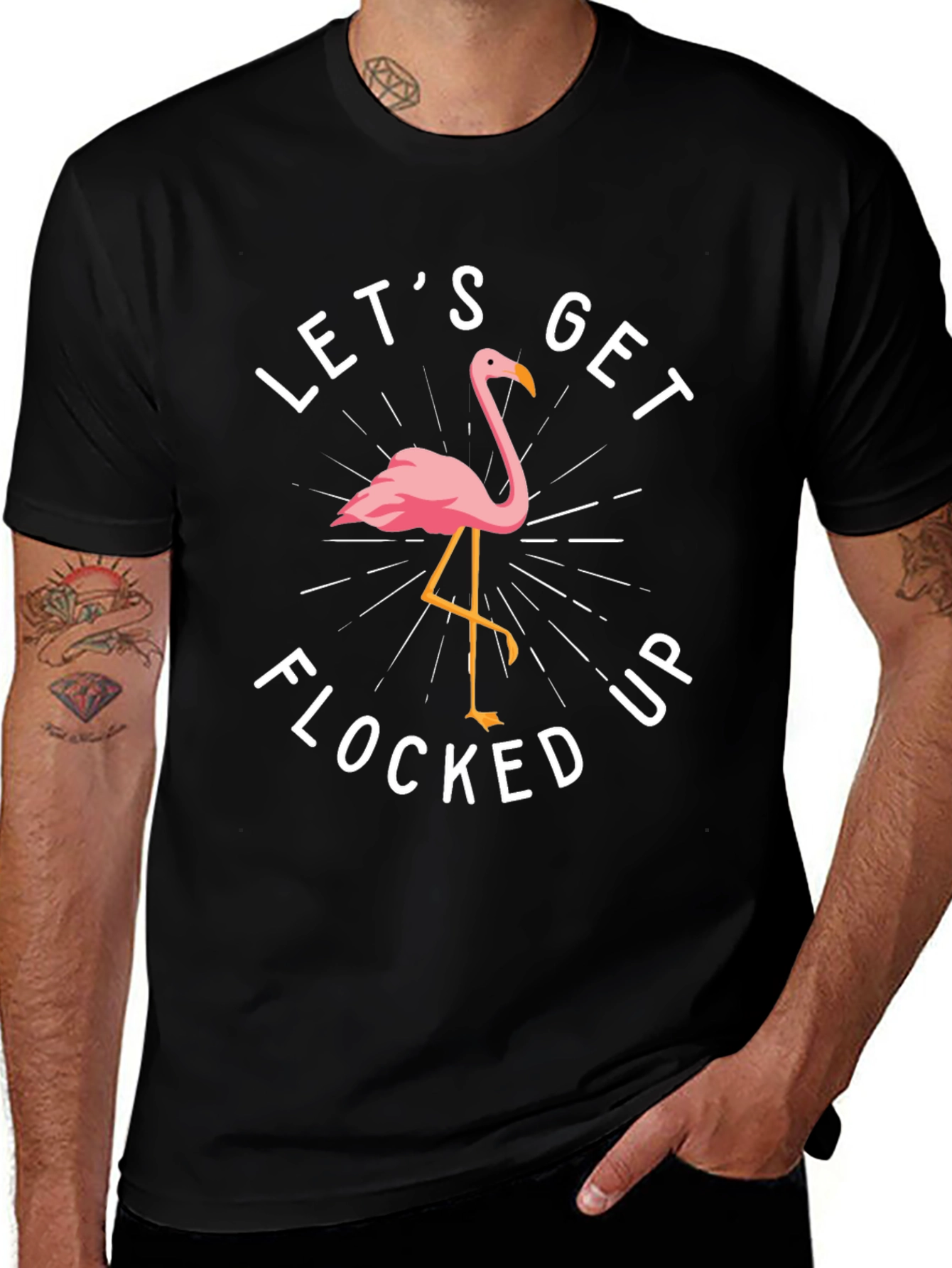 Lets Get Flocked Up Flamingo Graphic T-Shirt