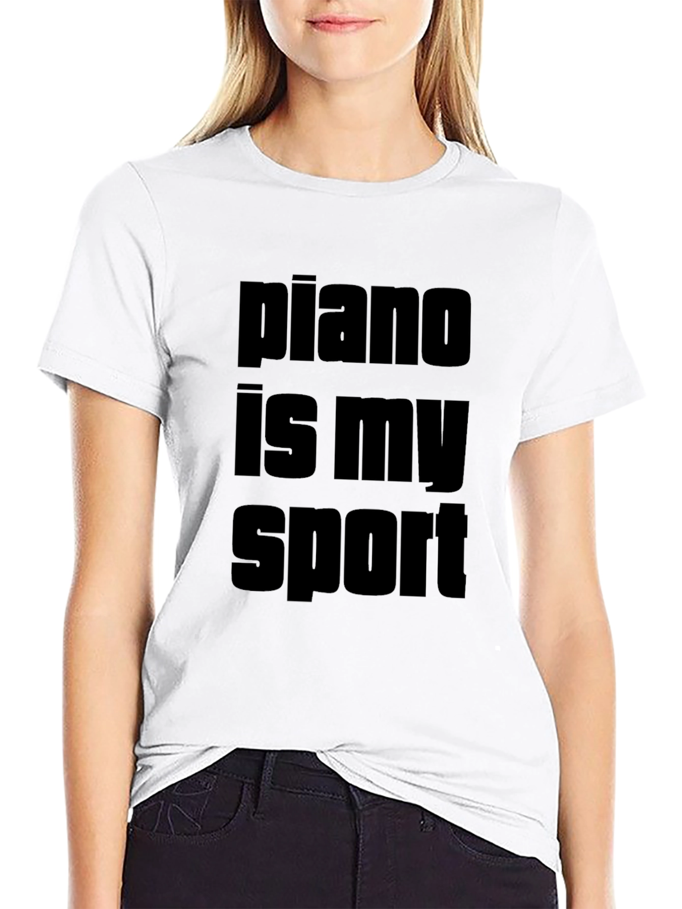 Piano Is My Sport Black Graphic Tee