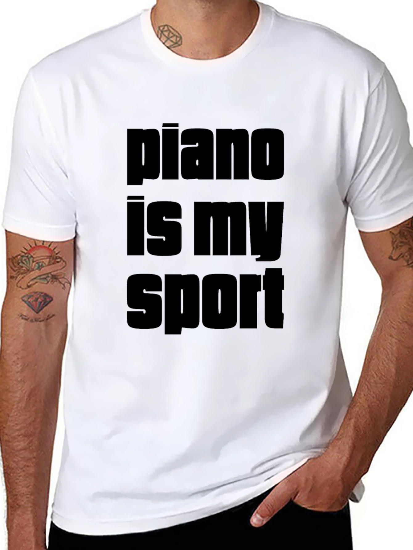 Piano Is My Sport Black Graphic Tee