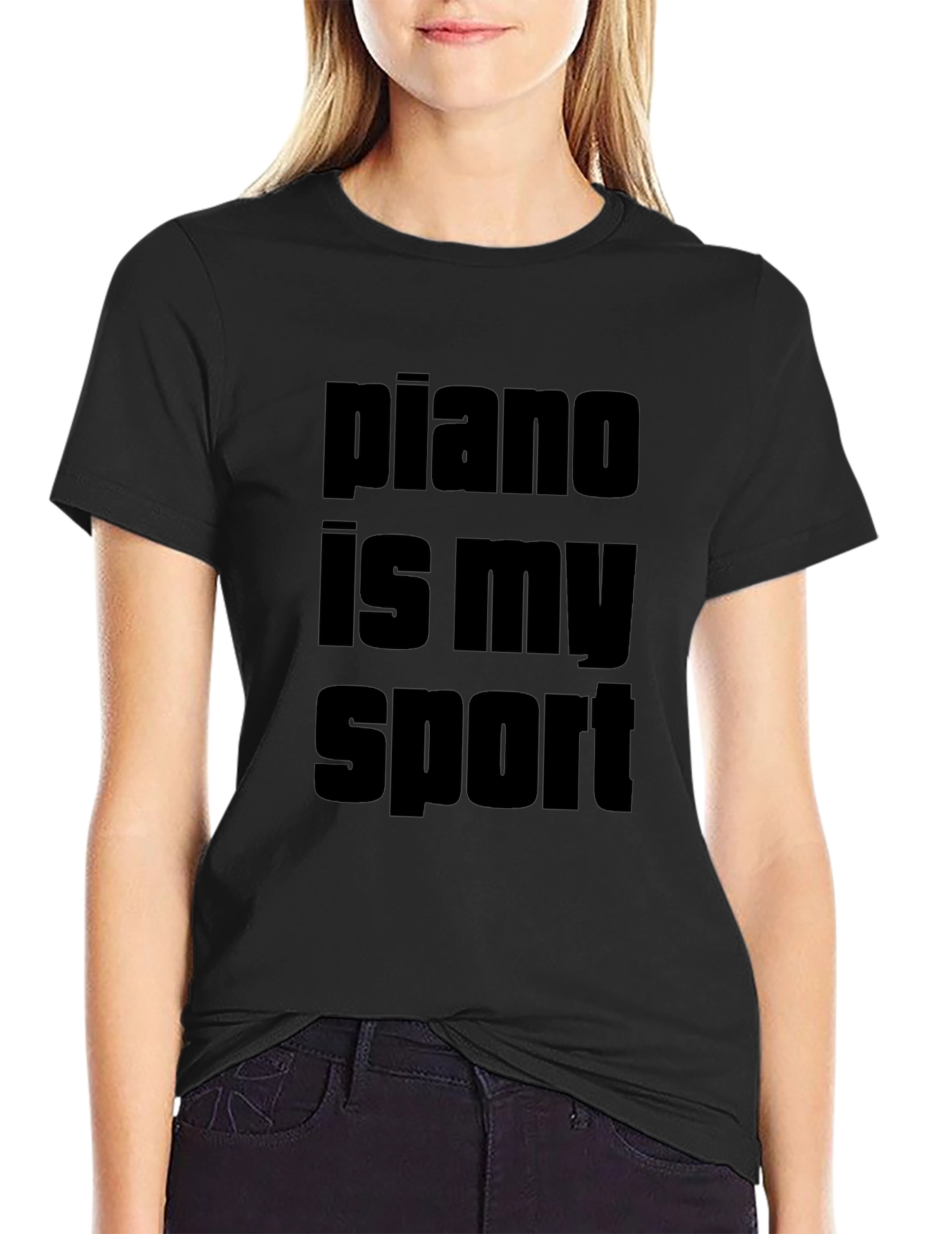 Piano Is My Sport Black Graphic Tee
