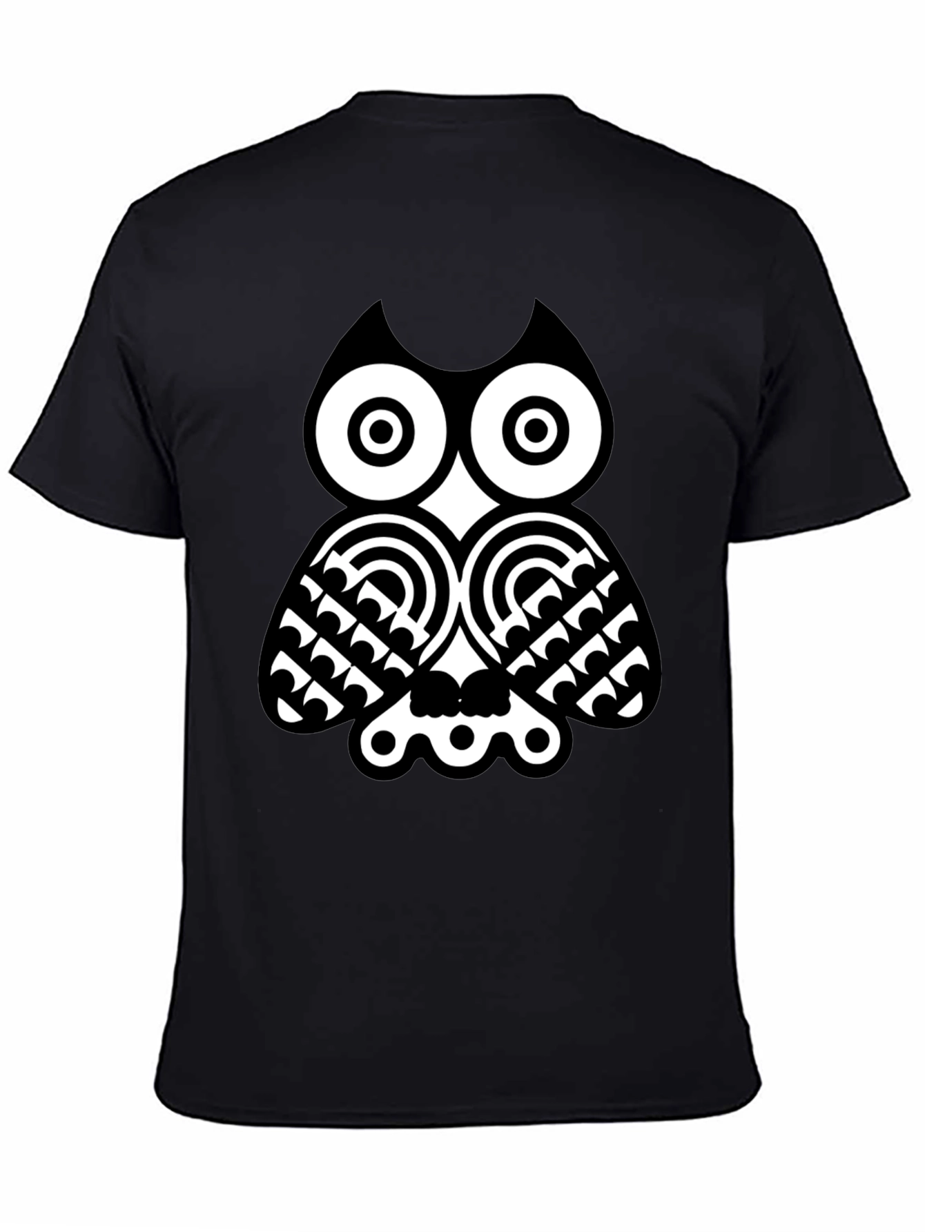 Owl Graphic Print Black T-Shirt