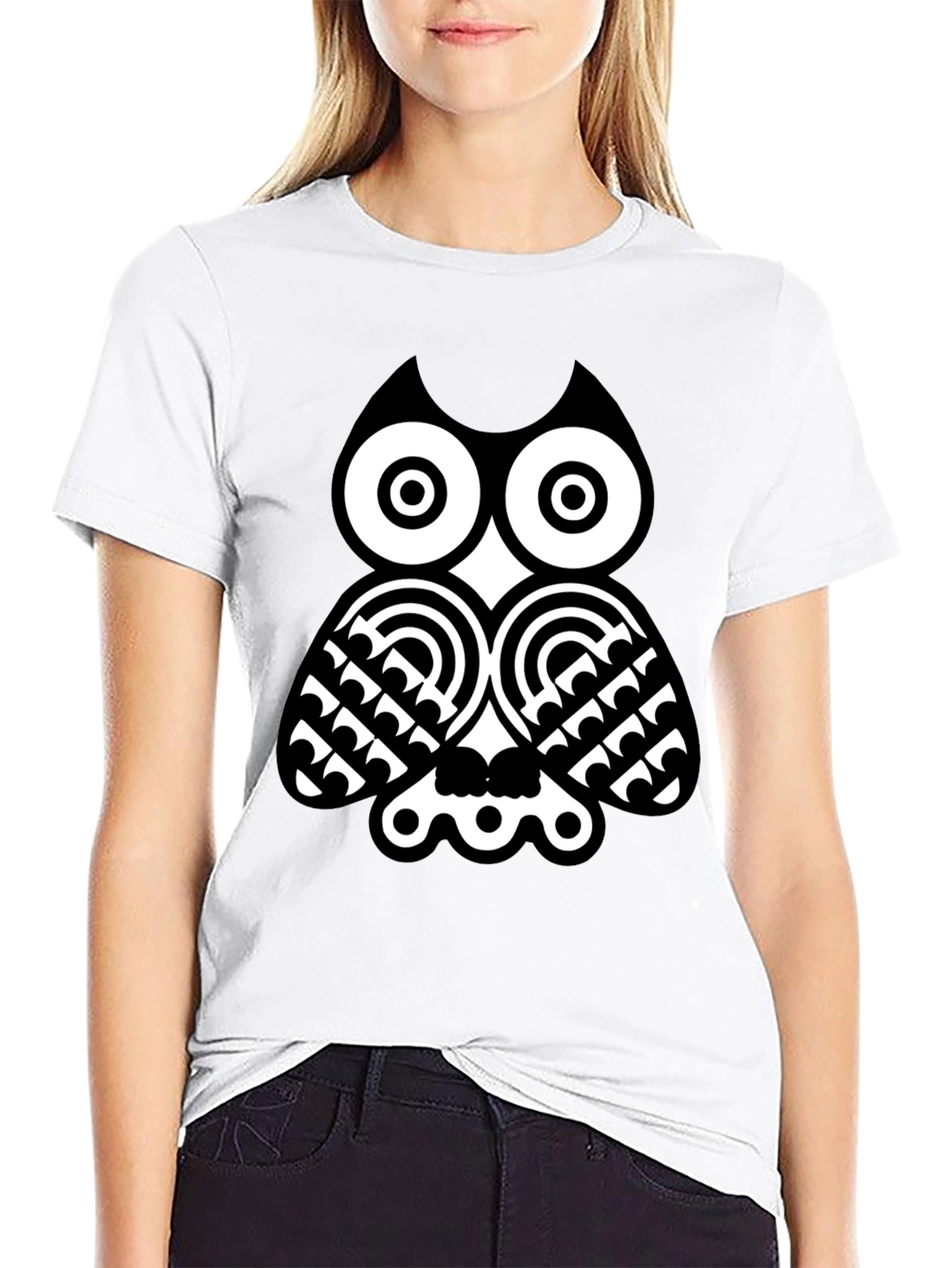Owl Graphic Print Black T-Shirt