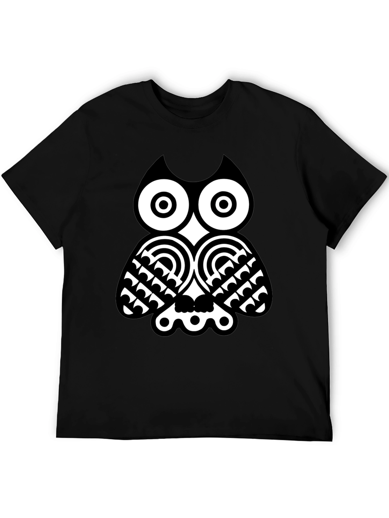 Owl Graphic Print Black T-Shirt