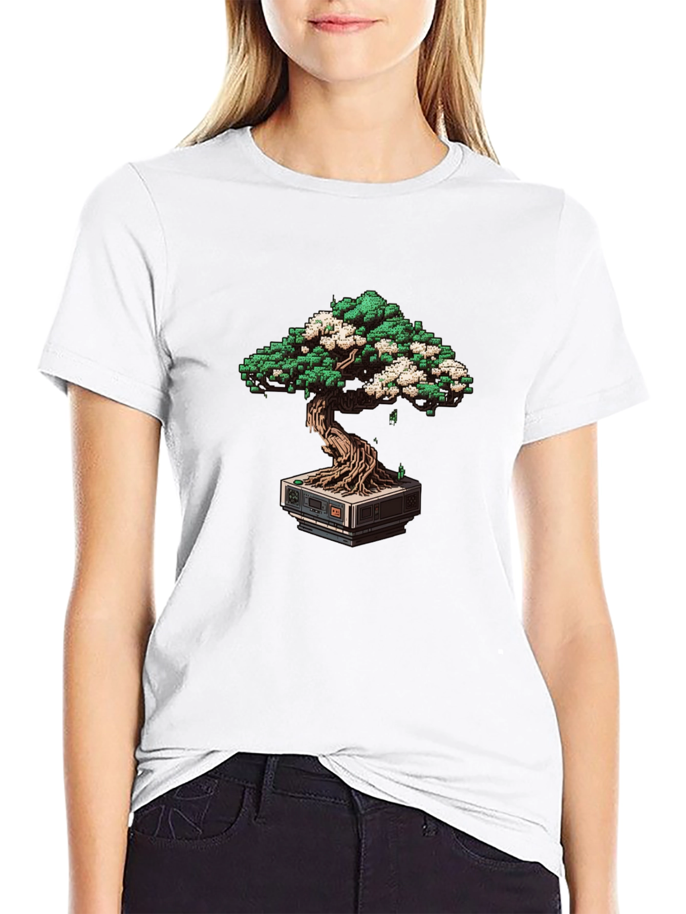 Pixel Bonsai Tee - Retro Gaming Style