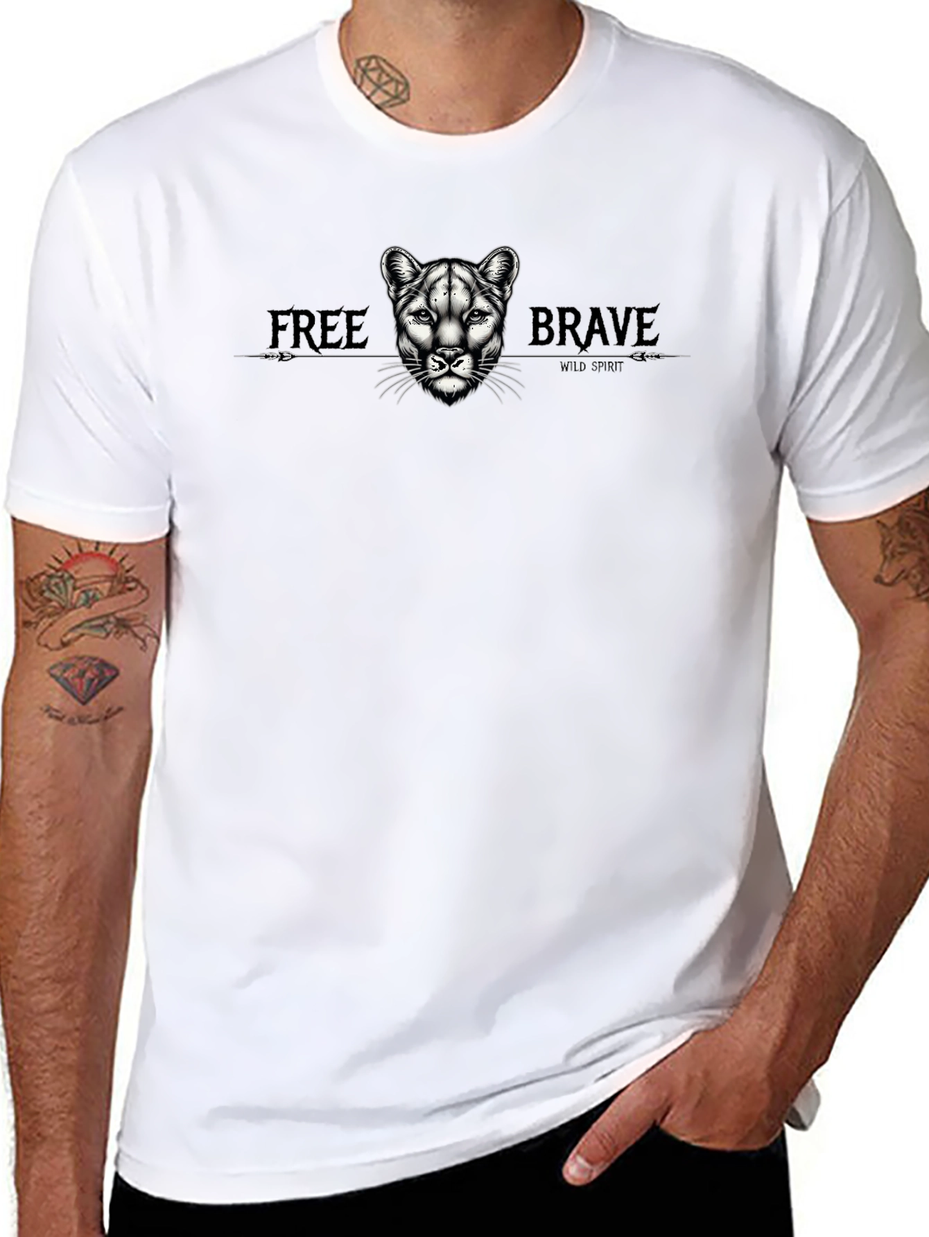 Wild Spirit Tee: Free Brave Cougar Graphic T-Shirt
