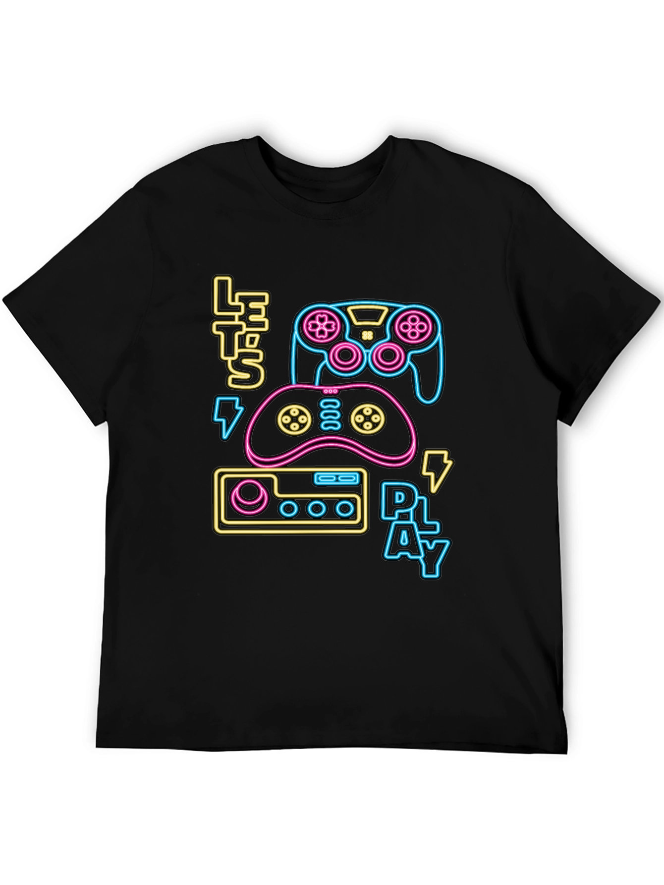 Gamer T-Shirt - Lets Play Neon Design