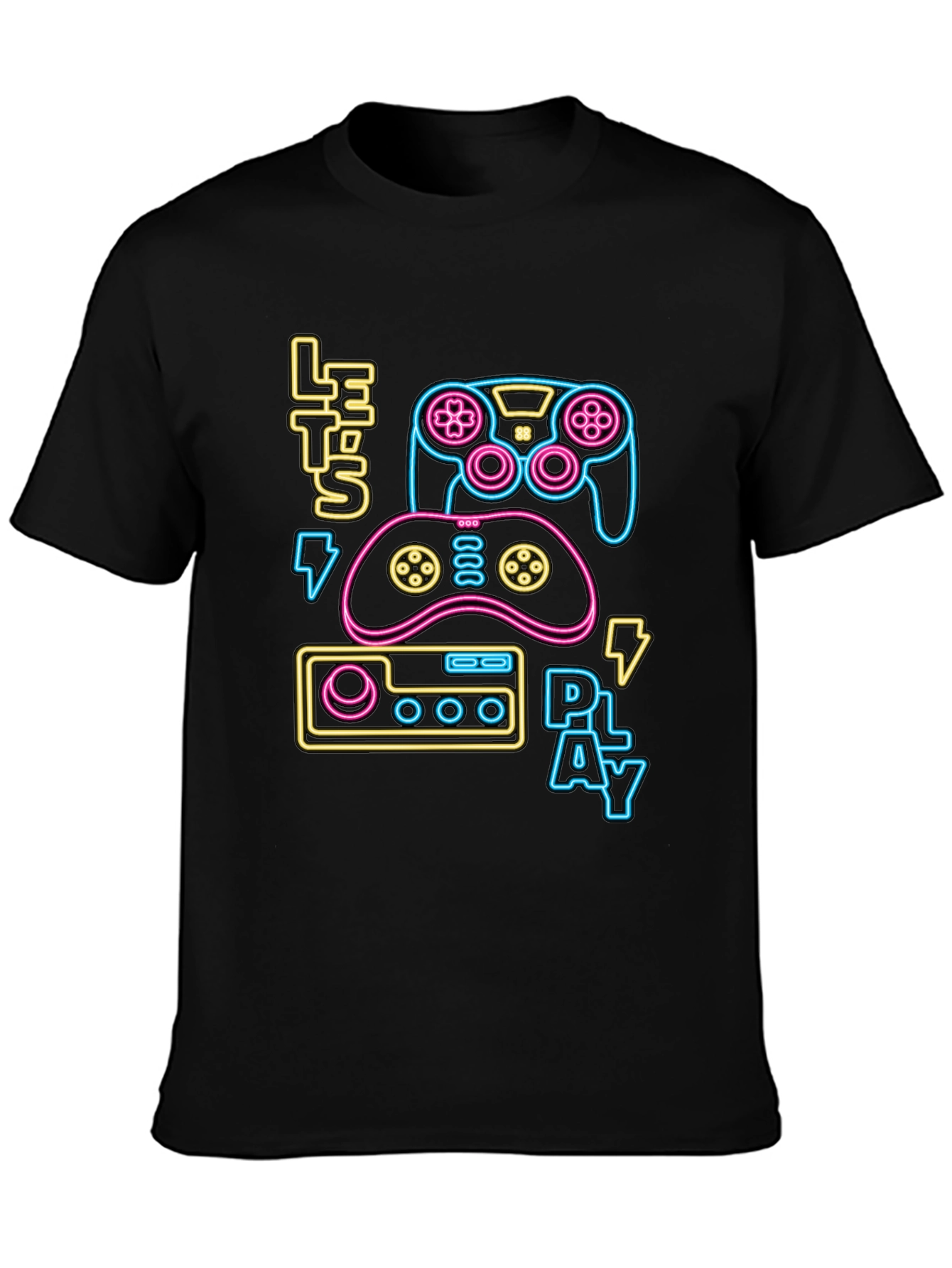Gamer T-Shirt - Lets Play Neon Design