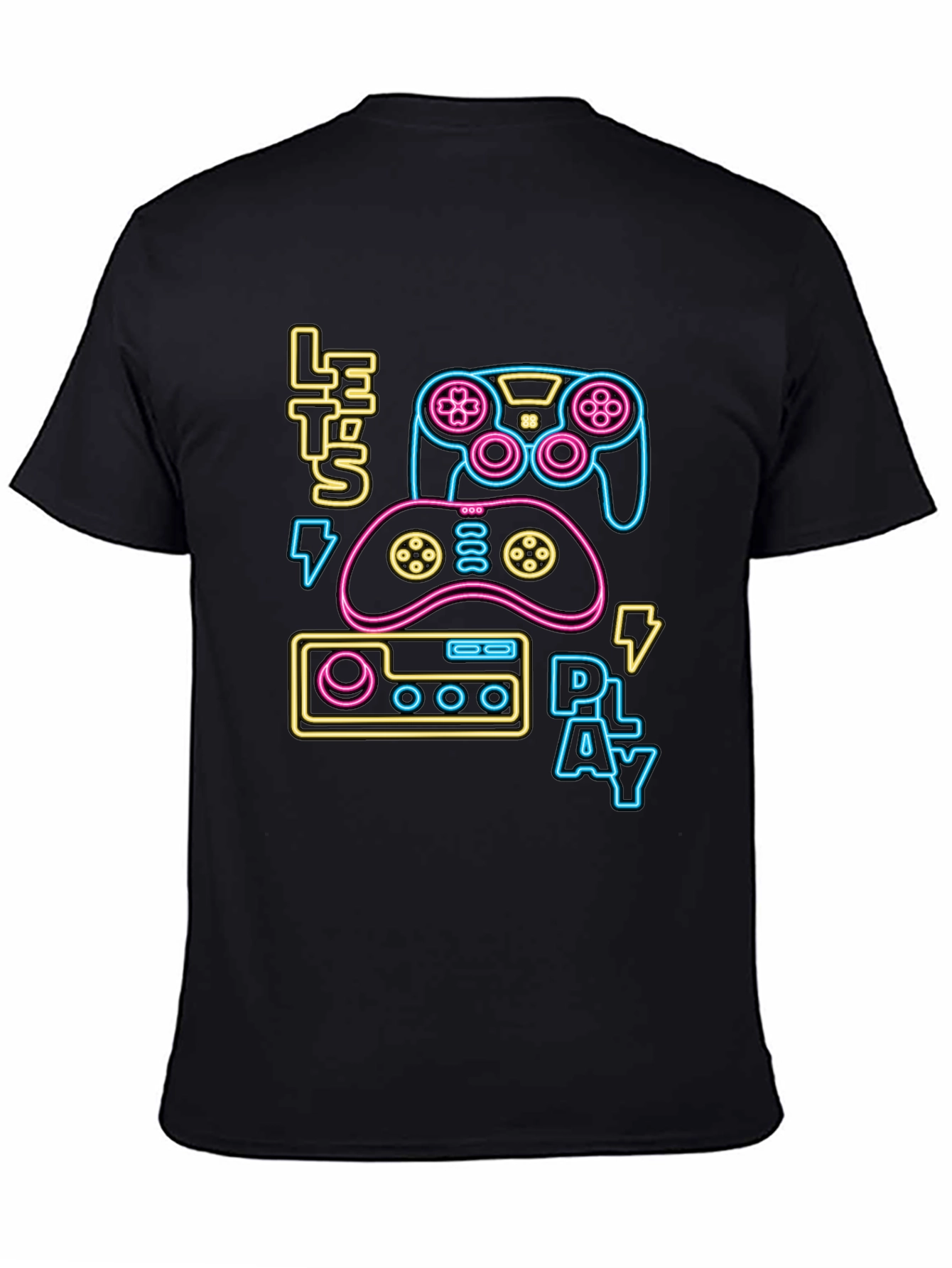 Gamer T-Shirt - Lets Play Neon Design