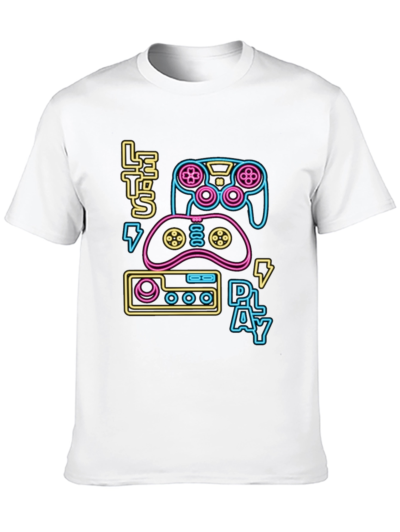 Gamer T-Shirt - Lets Play Neon Design