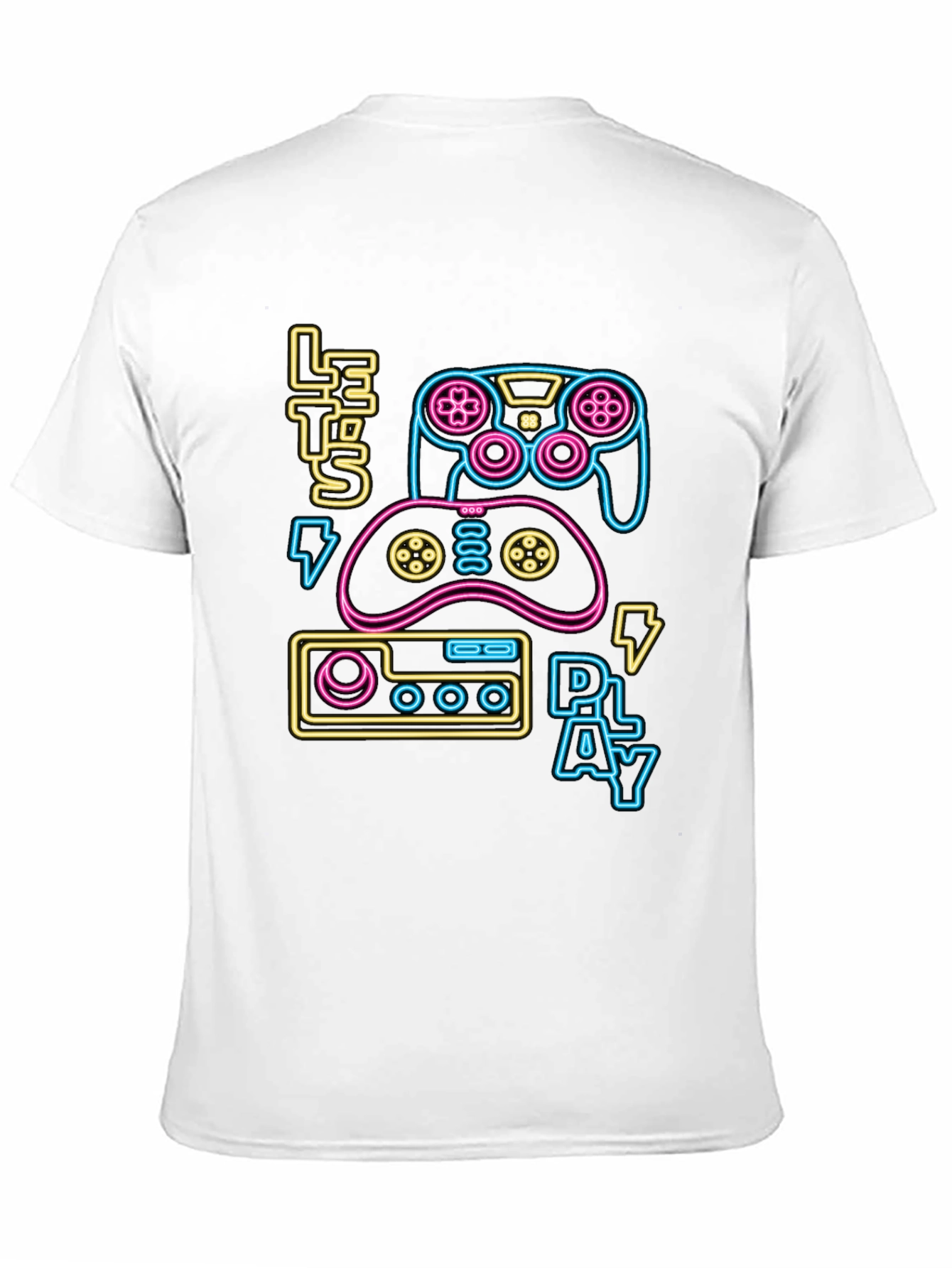 Gamer T-Shirt - Lets Play Neon Design