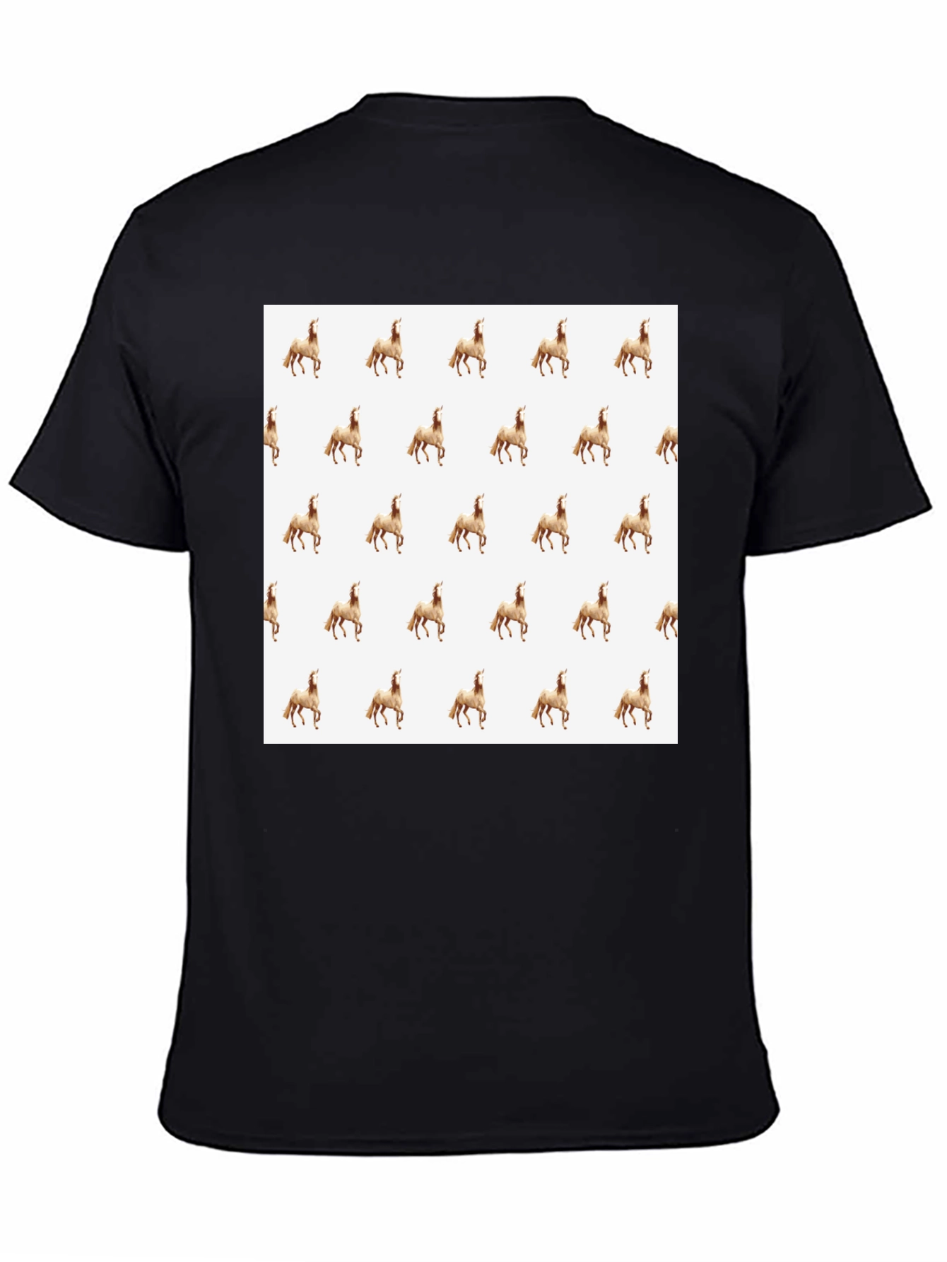Patterned Horse T-Shirt - Black Unique Print Tee