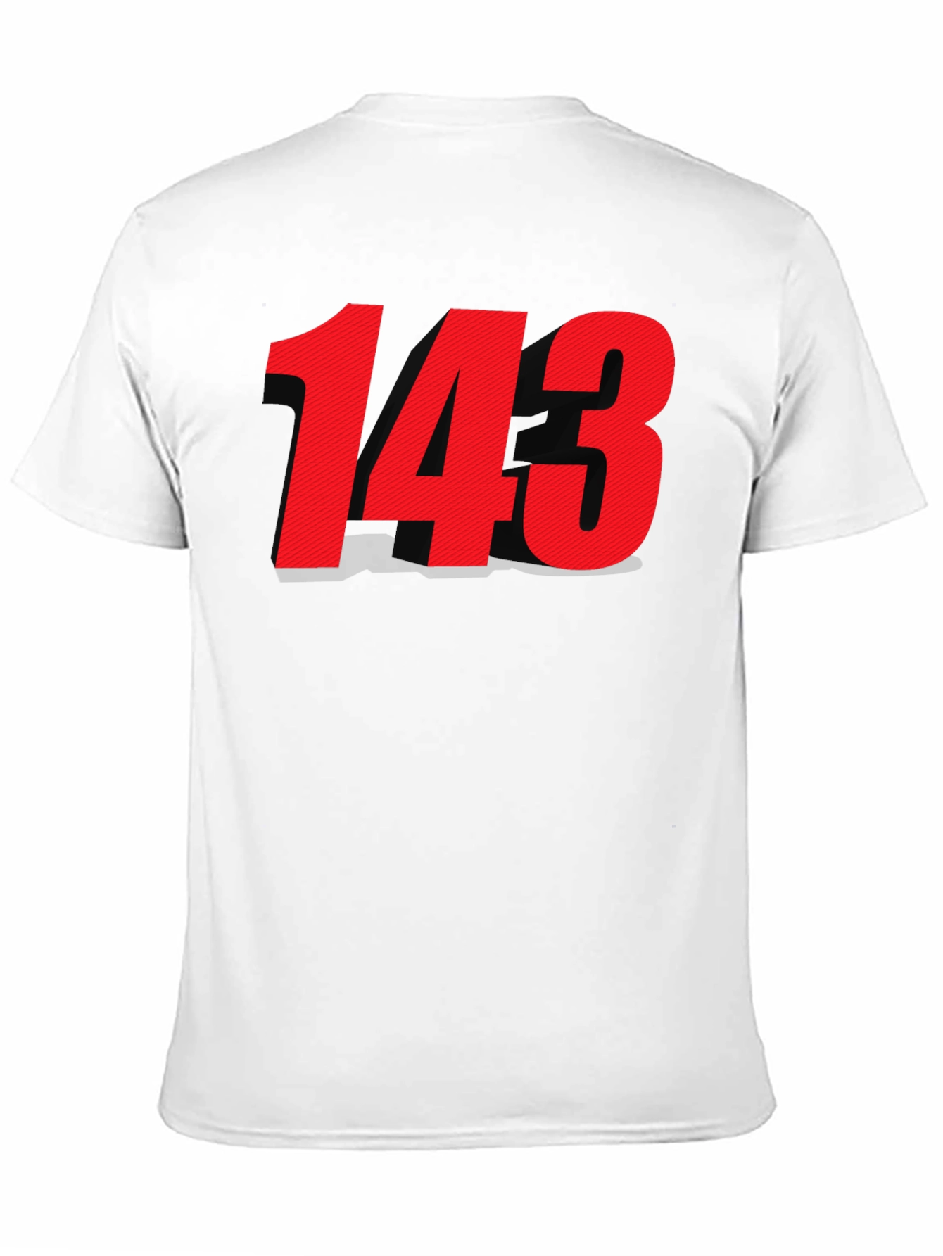 Black T-shirt with Bold Red 143 Design