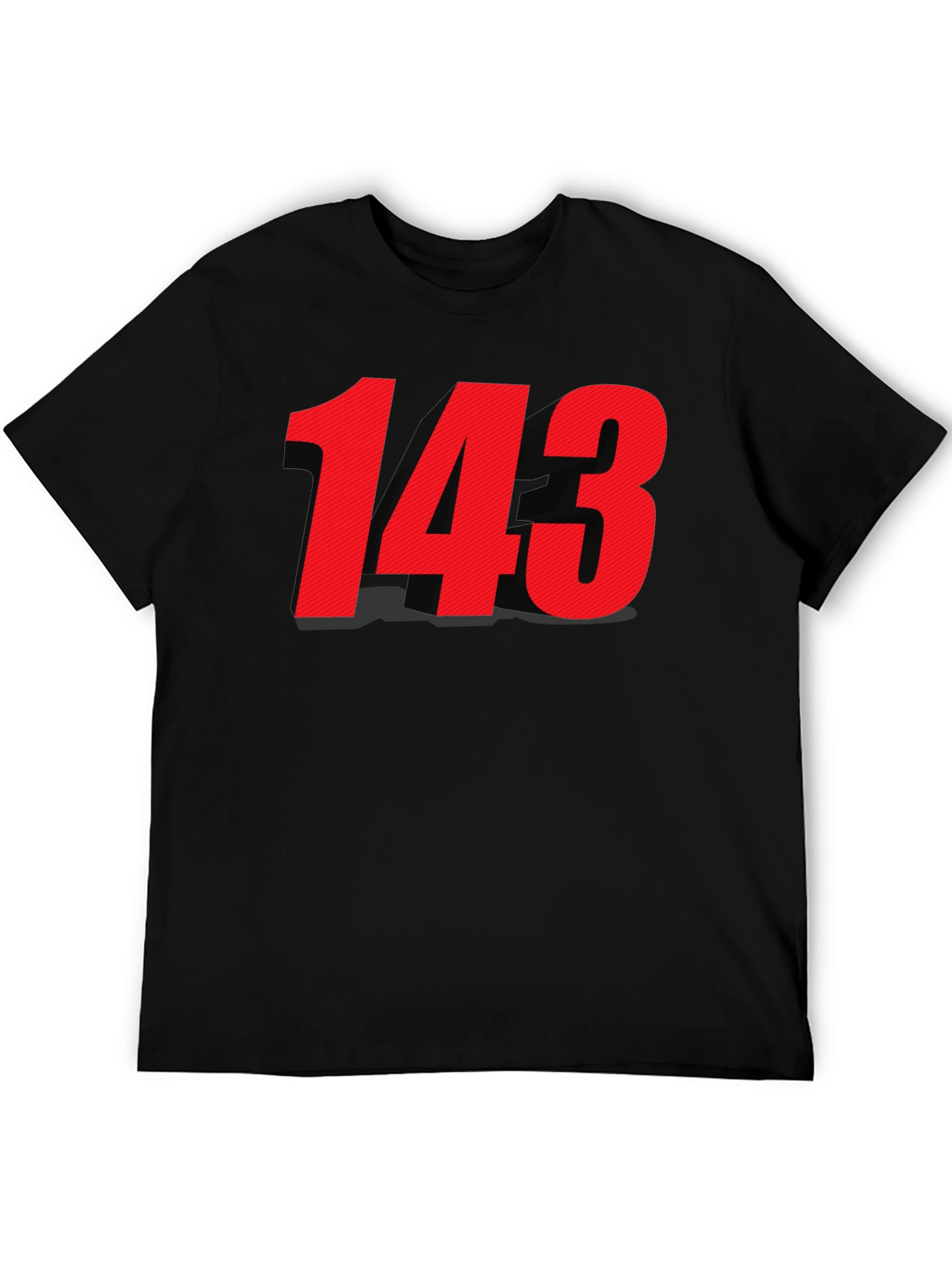 Black T-shirt with Bold Red 143 Design